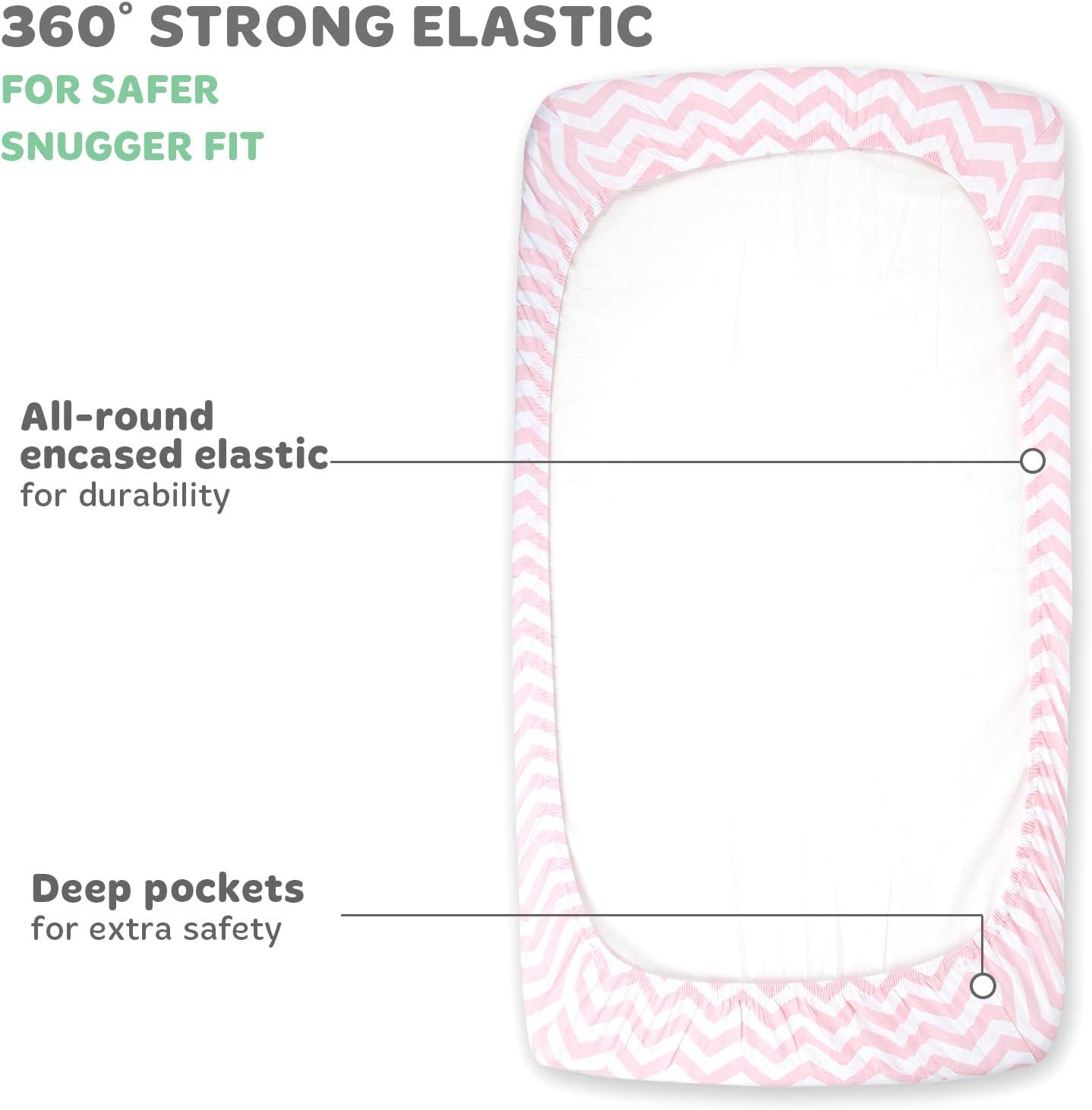 Cradle Sheets Fitted 18 x 36 - 2 Pack