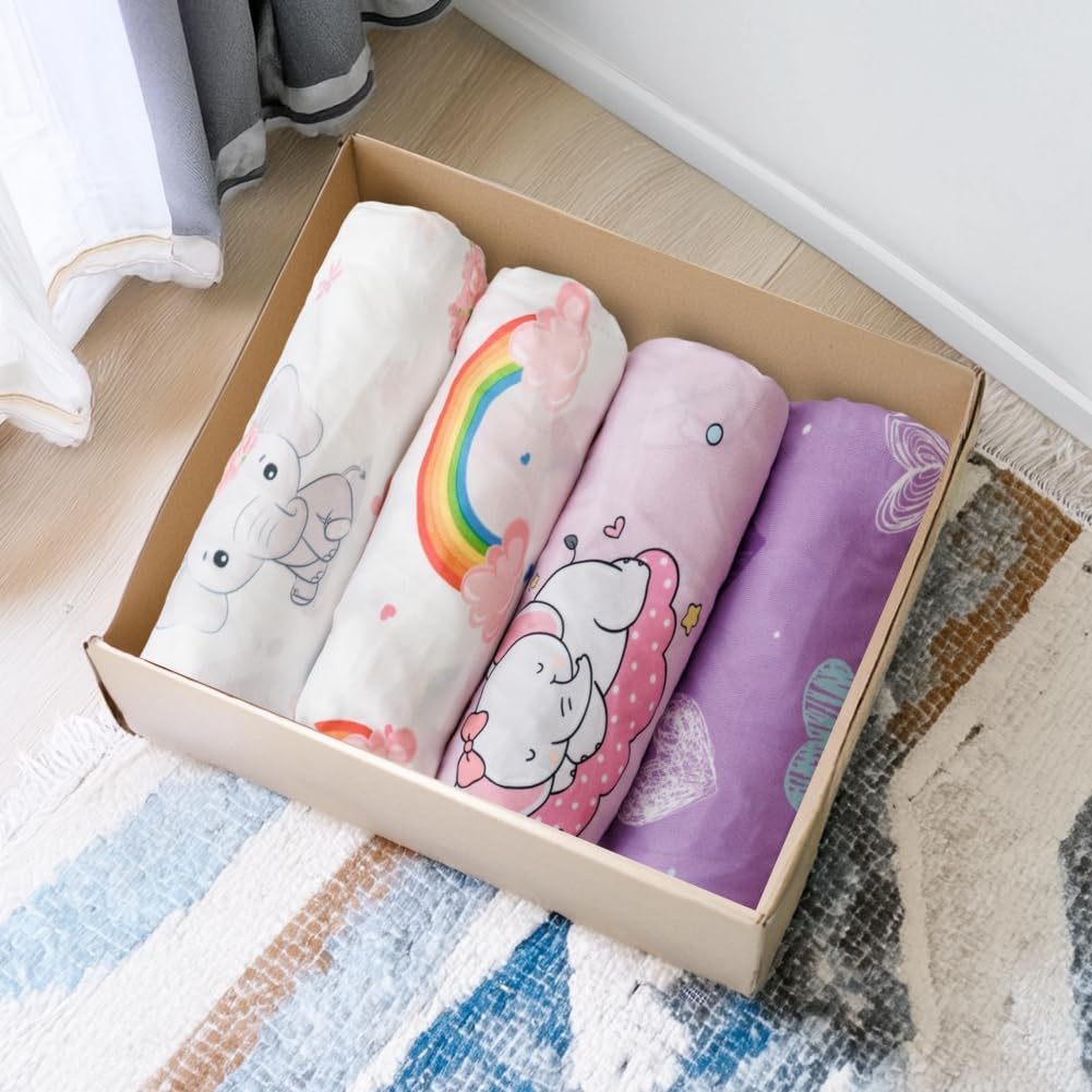 FIGEPO 4 Pack Baby Girl Bassinet Sheets Set