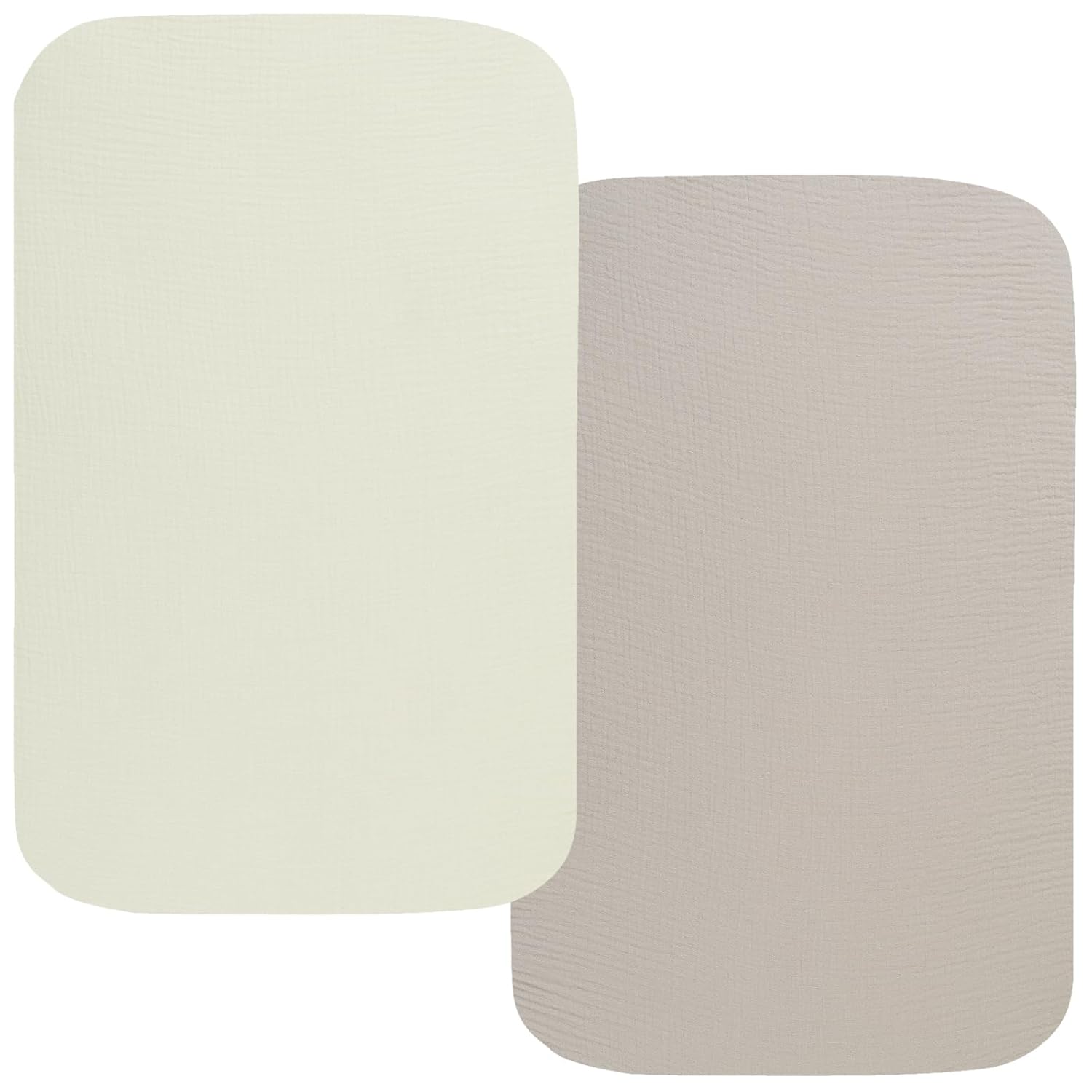 Onacosht Muslin Bassinet Sheets 2 Pack Fog and Beige