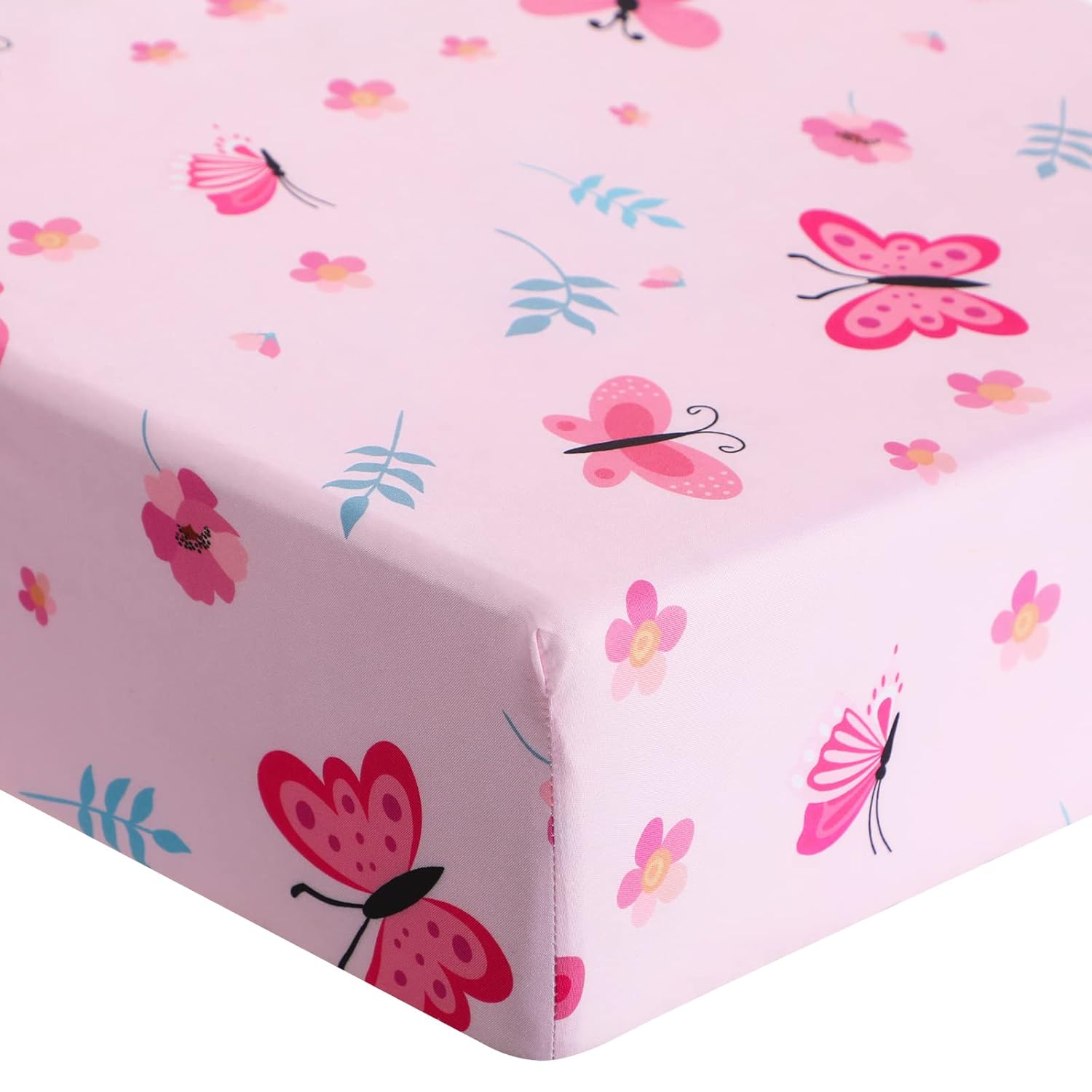 Tudomro 3-Piece Butterfly Crib Bedding Set for Girls