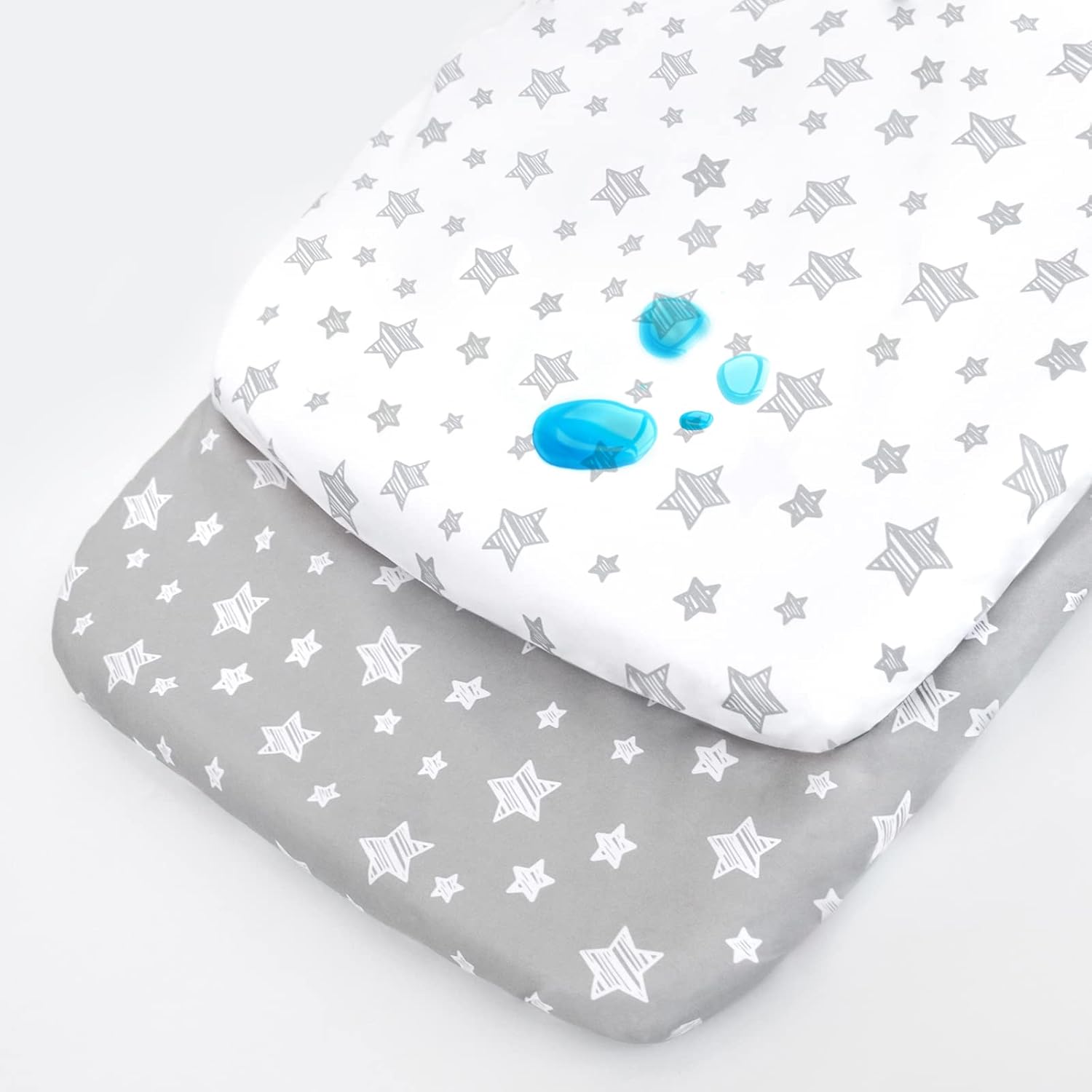Moonsea Waterproof Bassinet Sheets 2 Pack Grey White