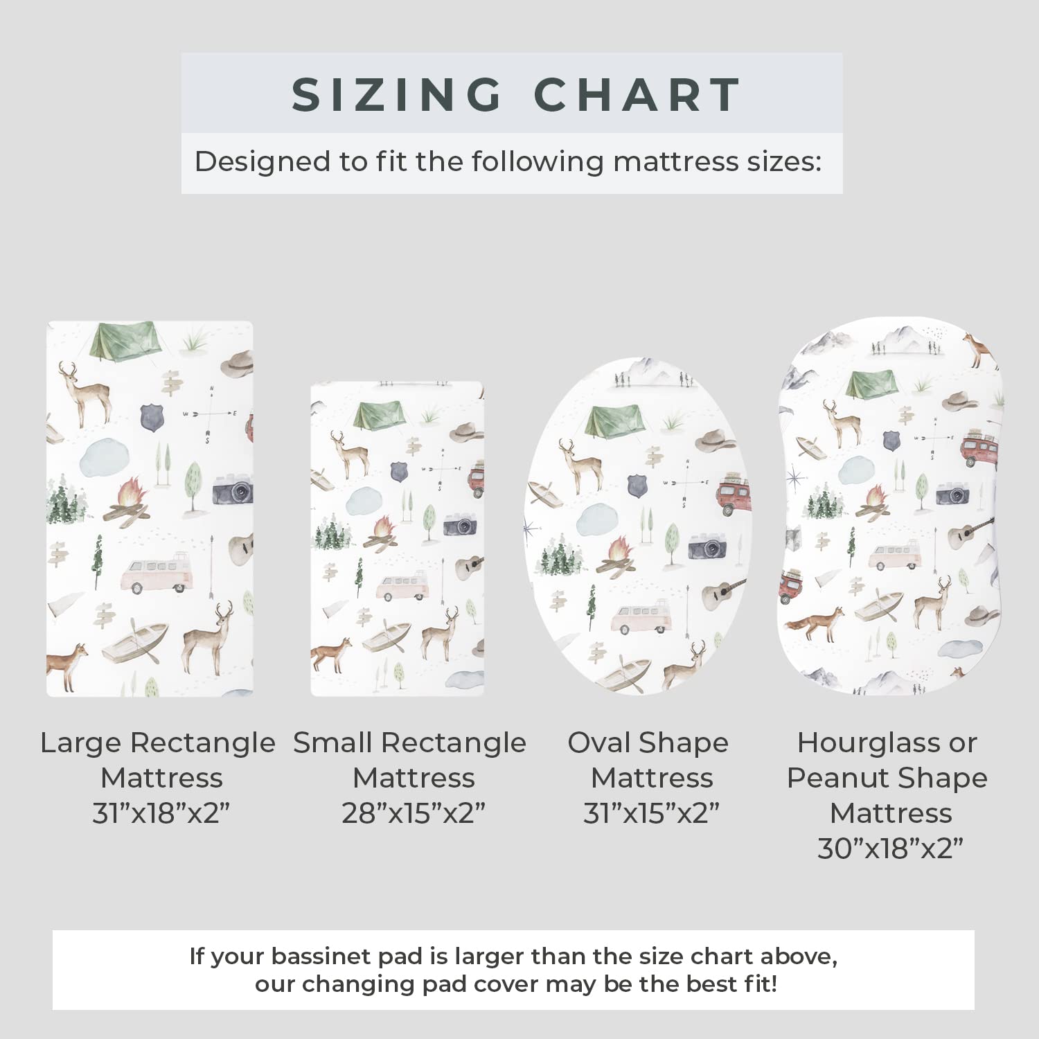 Pobibaby 2 Pack Bassinet Sheets - Woodland Pattern Soft Cotton Blend