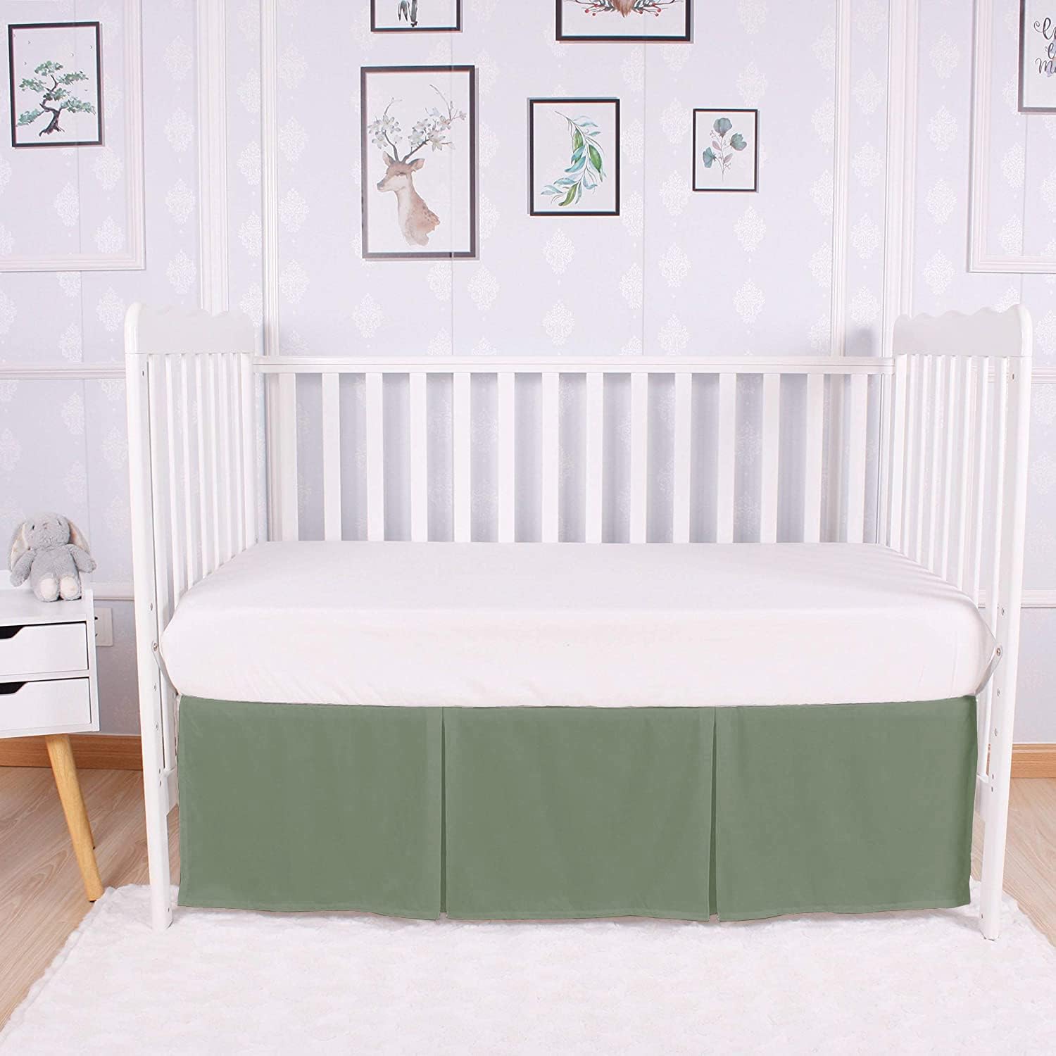 Linens Limited Box Pleated Crib Bed Skirt Sage Solid 28x52