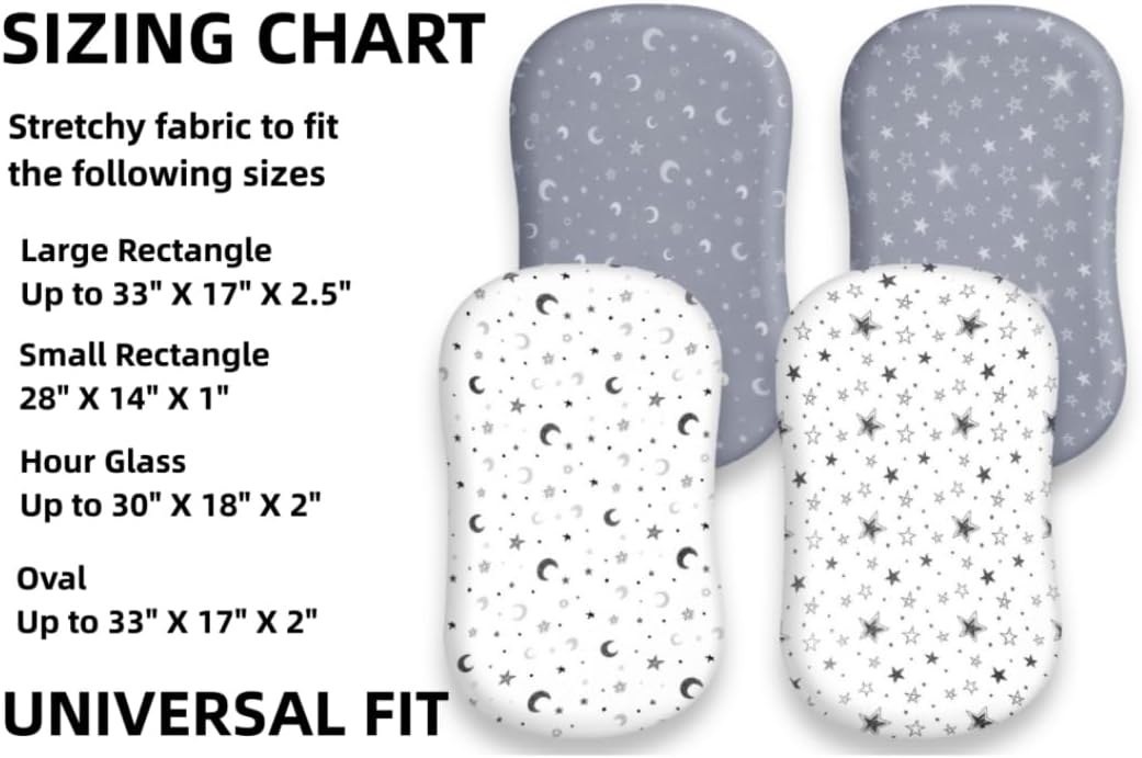 FIGEPO 4 Pack Star and Moon Baby Bassinet Sheets Set 1