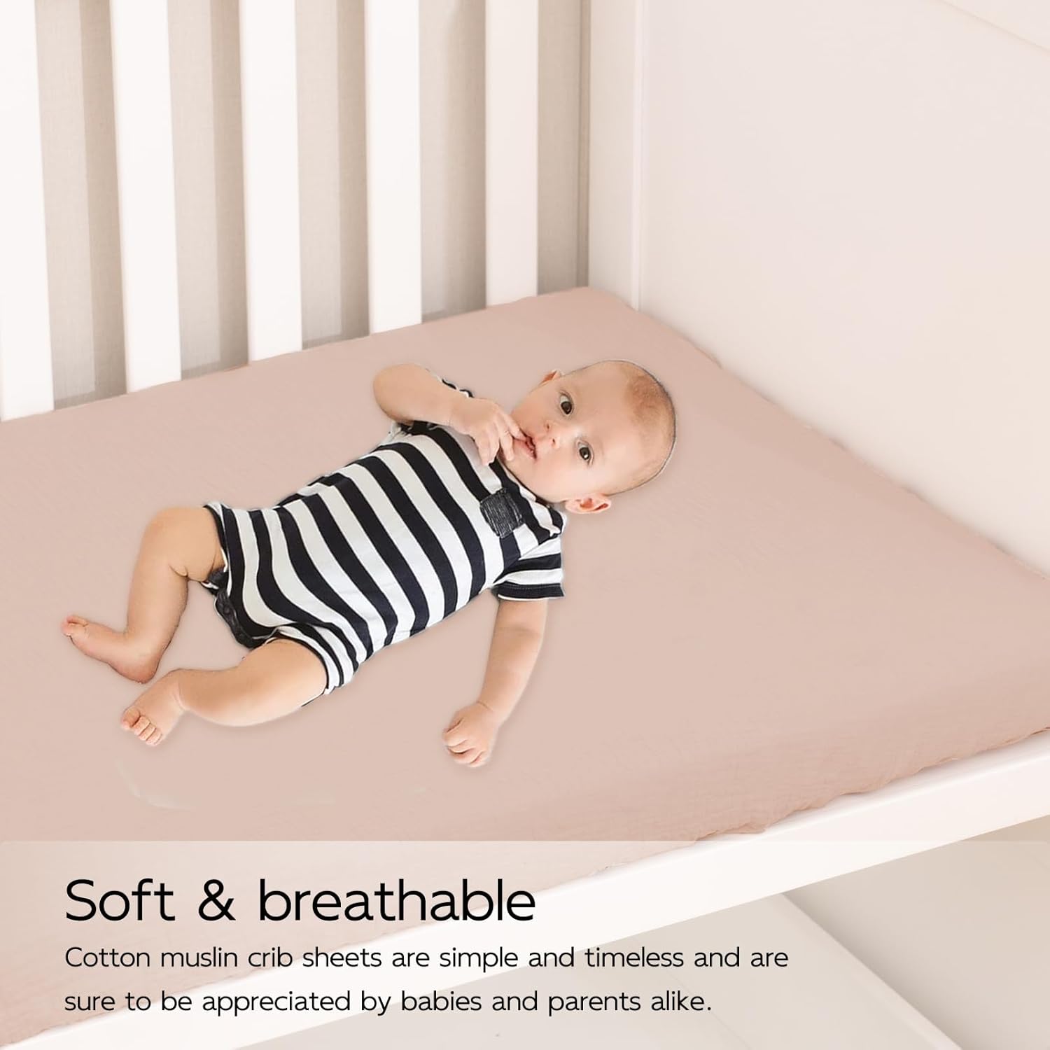 100 Cotton Extra Soft Muslin Crib Sheet for Baby Pink