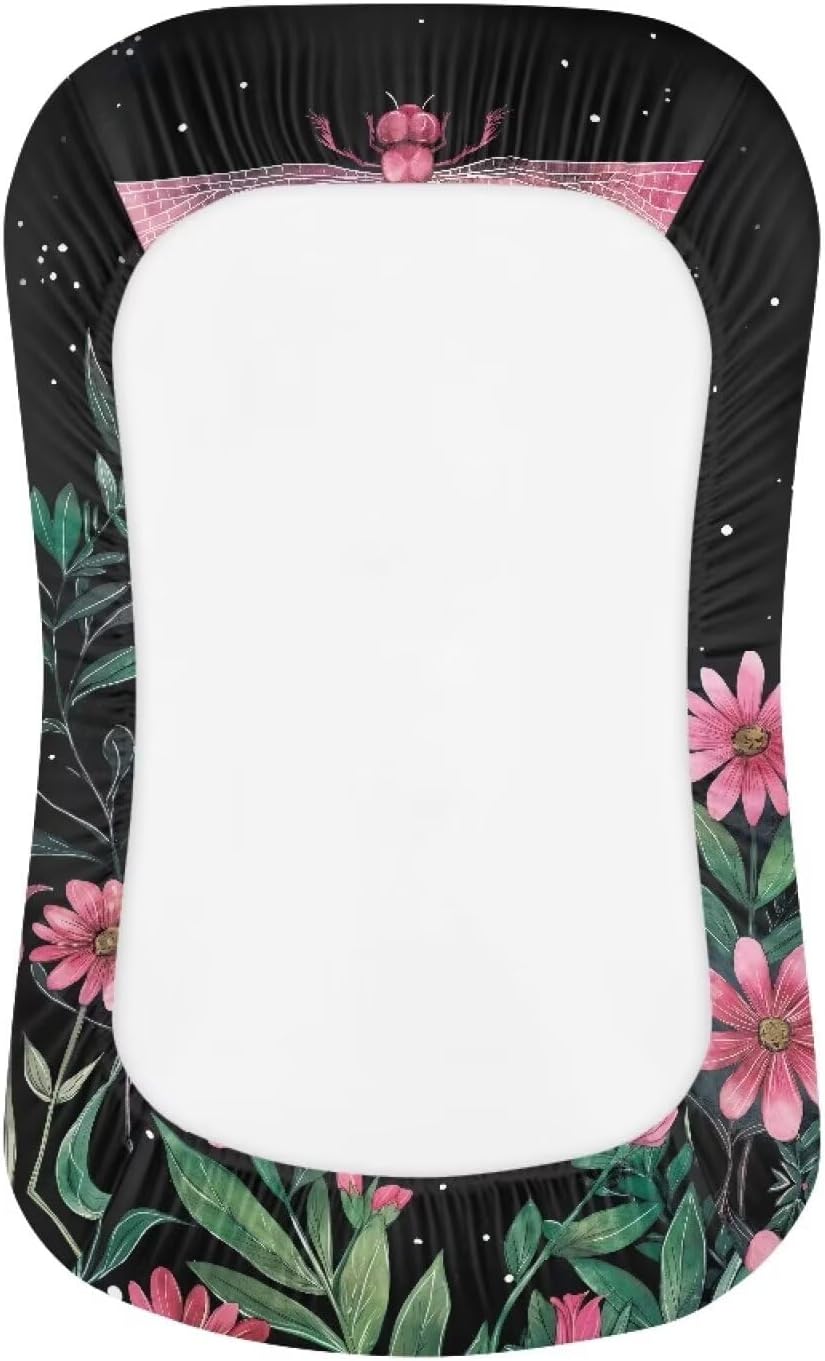 ZDCUSTOM Dragonfly Flower Bassinet Sheet Soft Breathable and Universal Fit