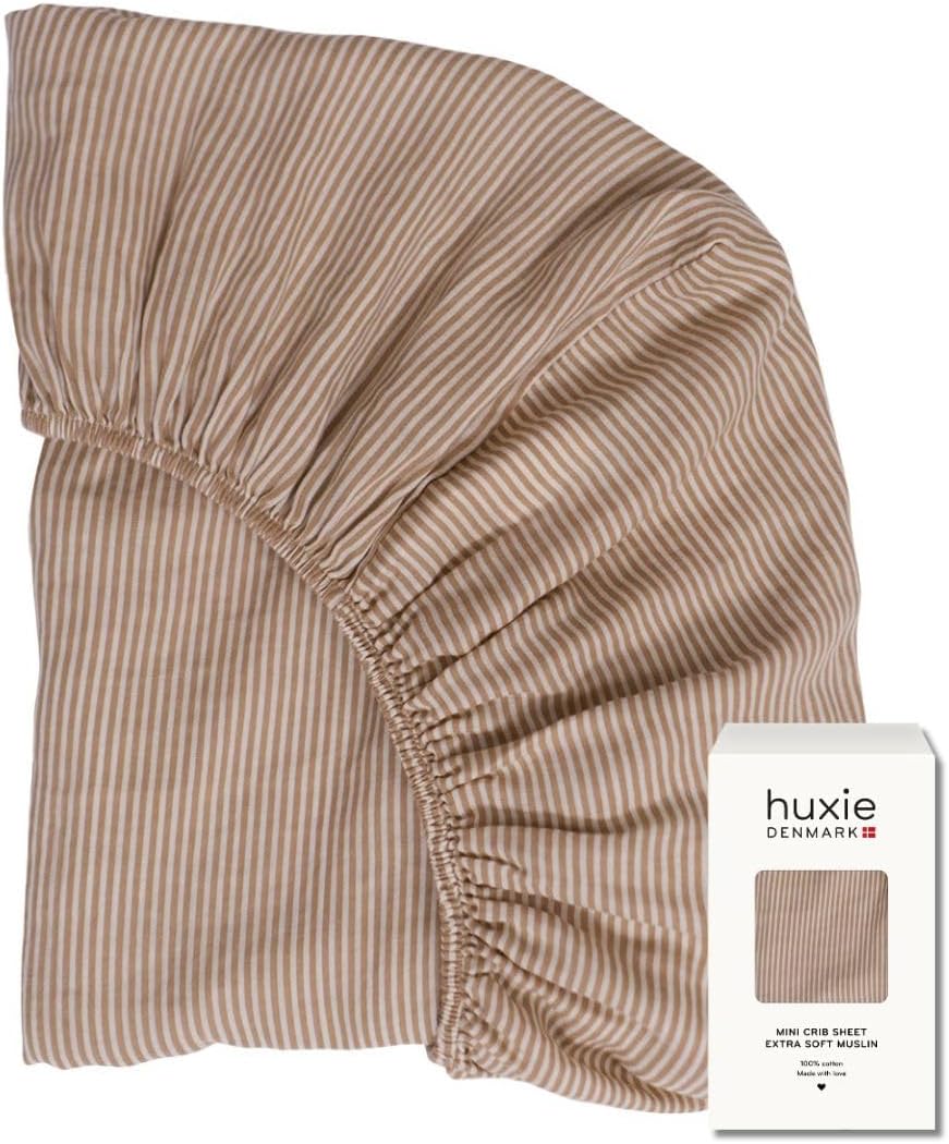 Huxie Mini Crib Sheets Organic Cotton Muslin Fitted 24x38