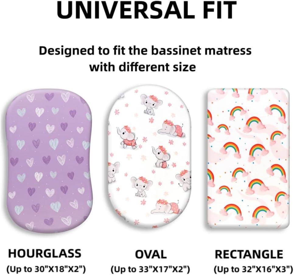 FIGEPO 4 Pack Baby Girl Bassinet Sheets Set