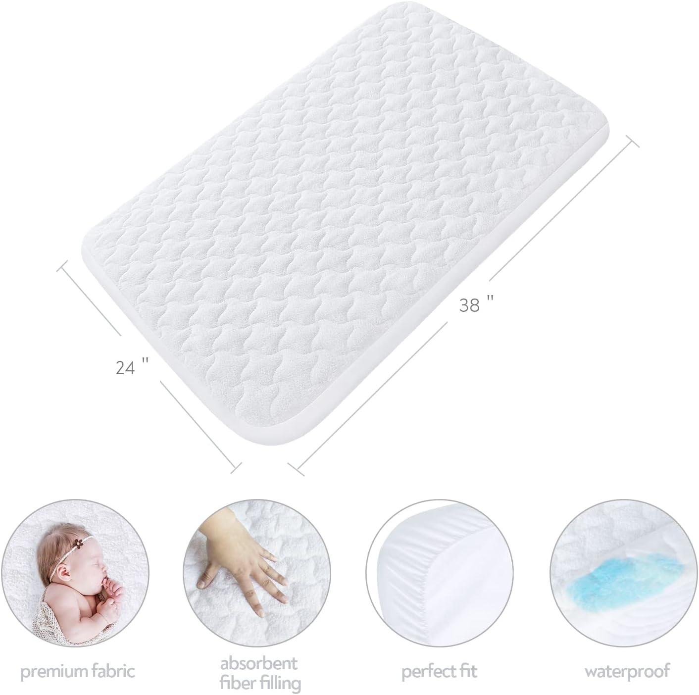 Mini Crib Mattress Protector Cover 2 Pack