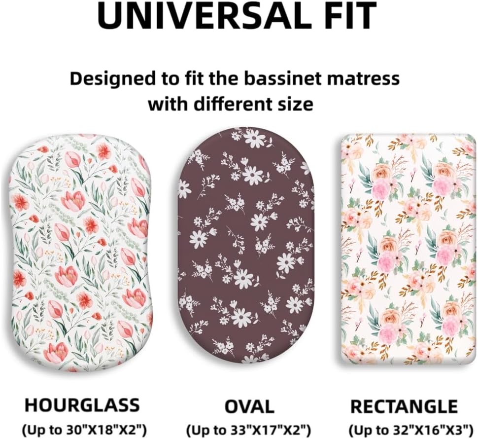 FIGEPO 4 Pack Baby Girl Bassinet Sheets Set 1