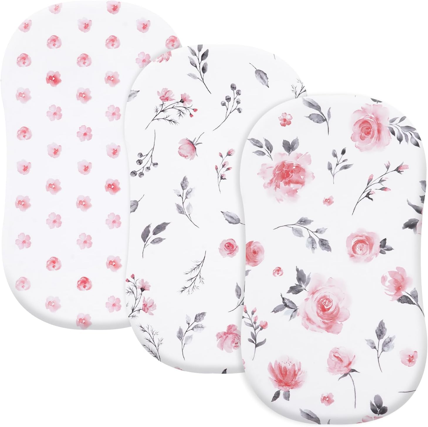 Davids Kids 3 Pack Bassinet Sheets with Floral Design