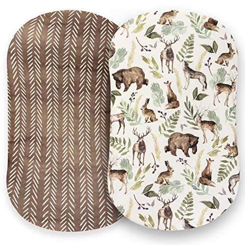 Pobibaby 2 Pack Bassinet Sheets - Woodland Print Ultra-Soft Cotton Blend
