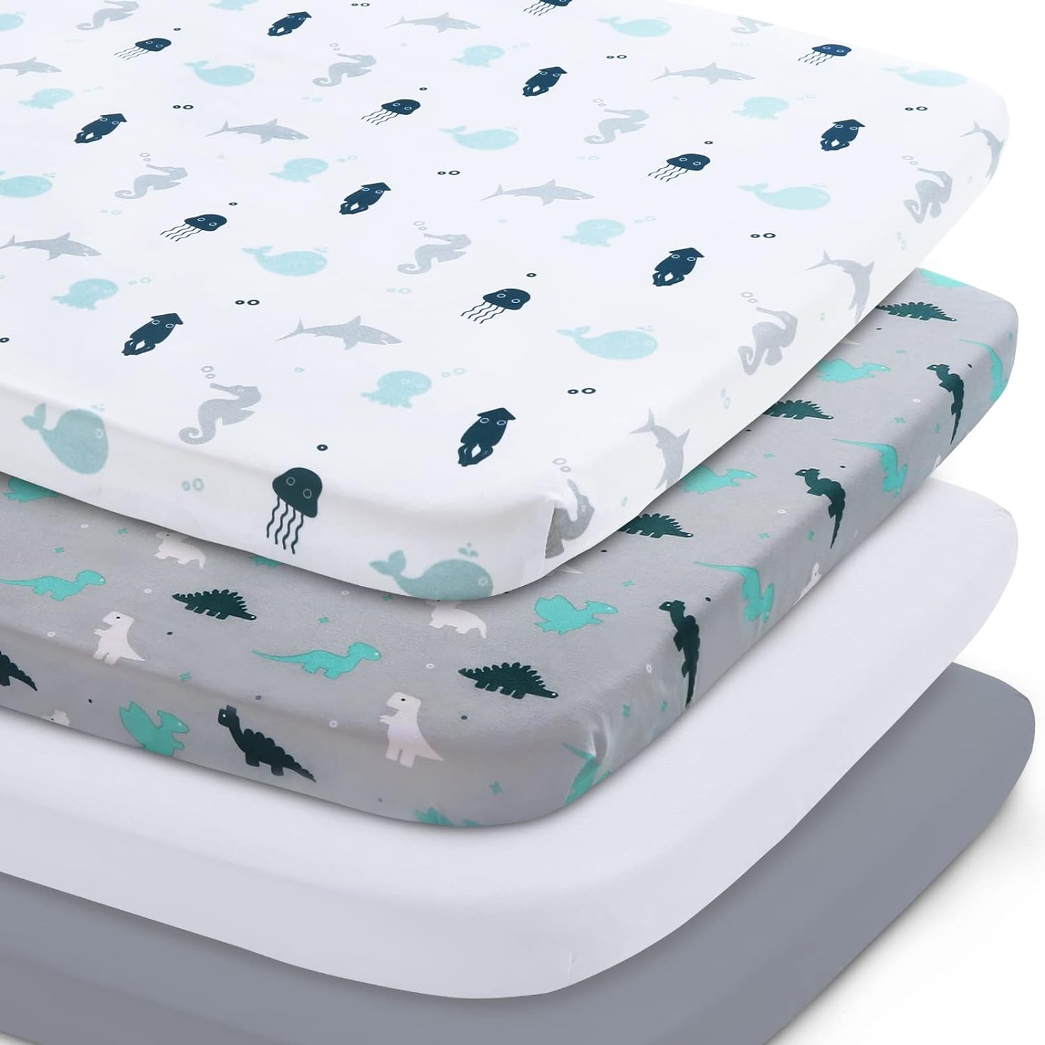 Springspirit Bassinet Sheet 4 Pack Grey