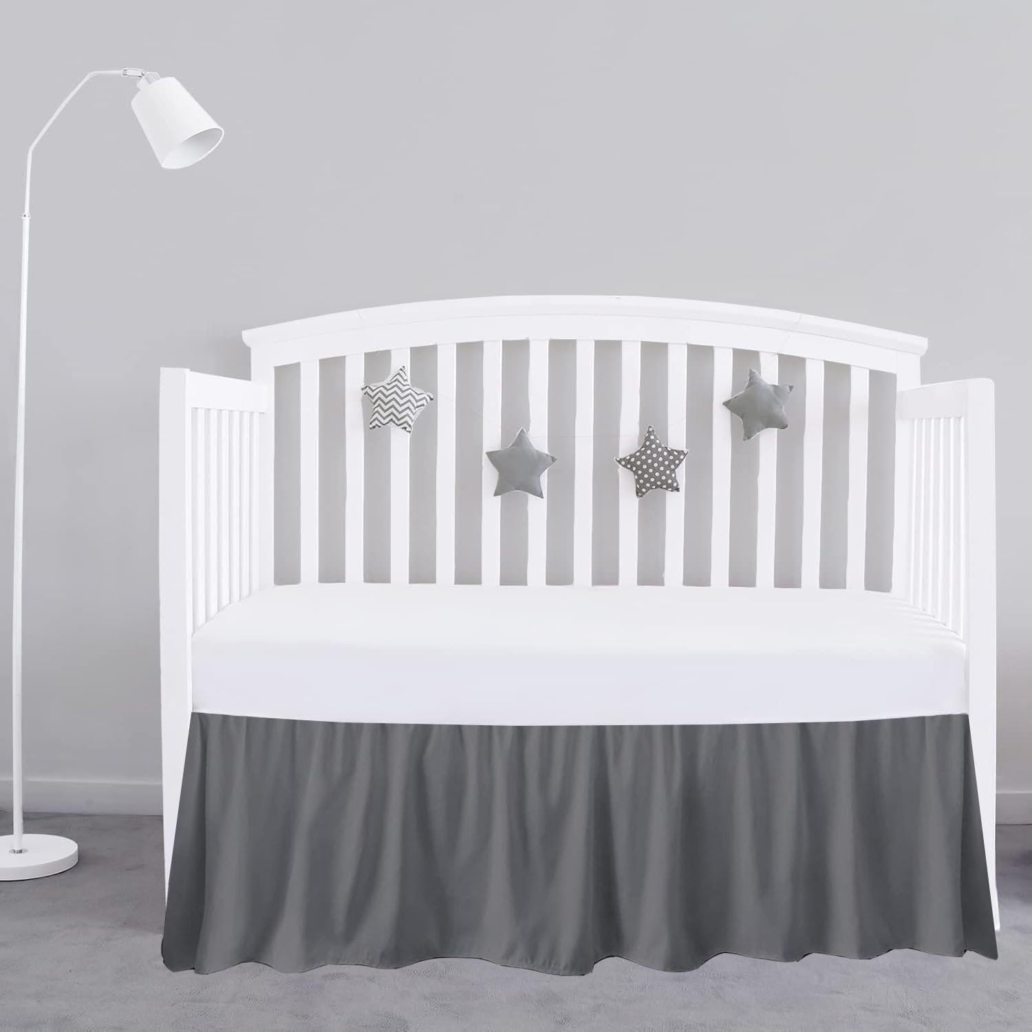 Dark Grey Crib Skirt 28x52 with 14 Drop