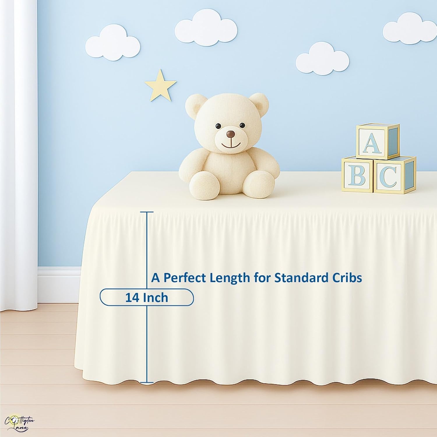 Cottington Lane Ivory Crib Skirt Dust Ruffle