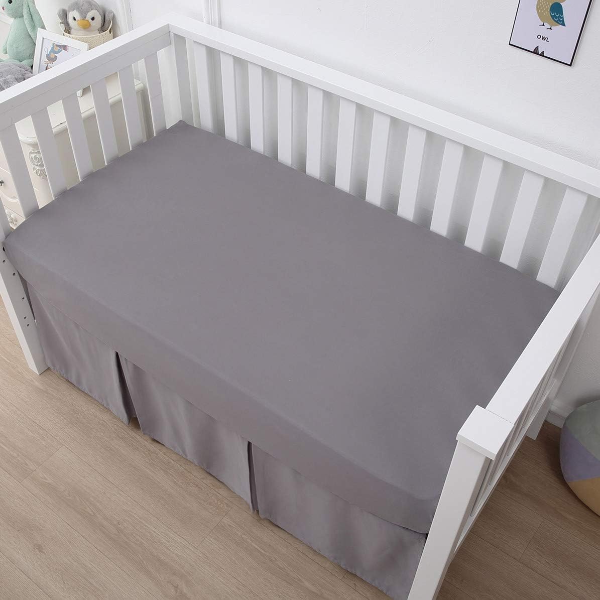 Belsden 2 Pack Crib Skirts with Split Corners Grey Black