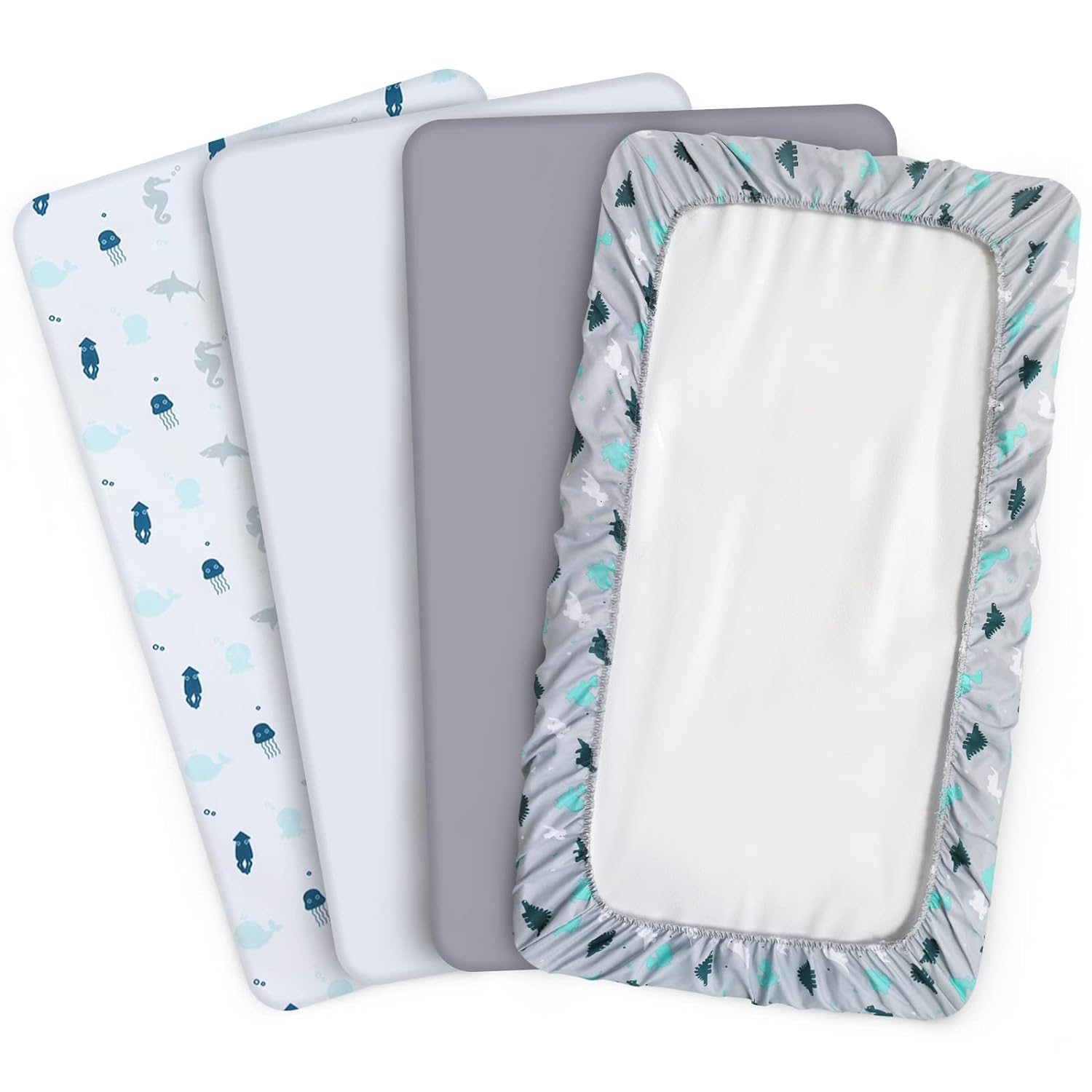 Springspirit Bassinet Sheet 4 Pack Grey