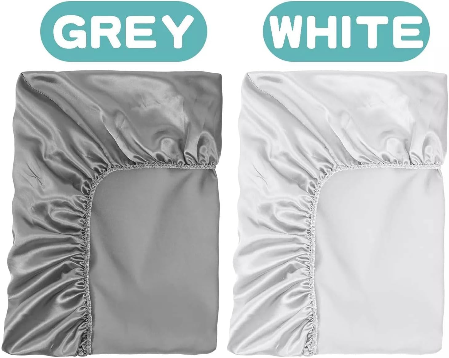 Cozysilk 2 Pack Satin Chiffon Bassinet Sheets Soft Silky White and Gray