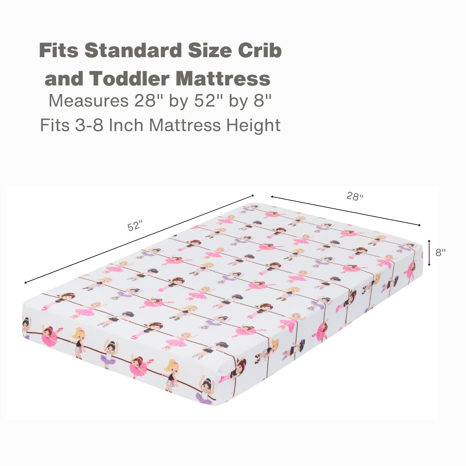 EVERYDAY KIDS Baby Girl Crib Sheet Born to Dance Ballerina