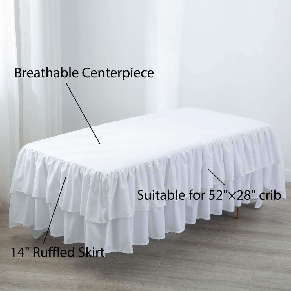 JSD White Ruffled Crib Bed Skirt 14 Deep Drop