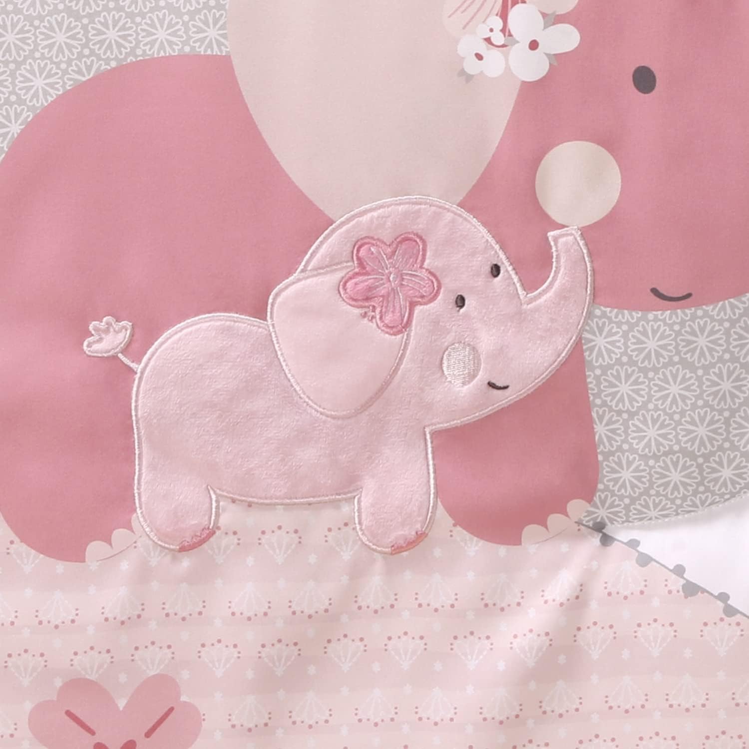 The Peanutshell 3 Piece Crib Bedding Set for Girls - Pink Elephant
