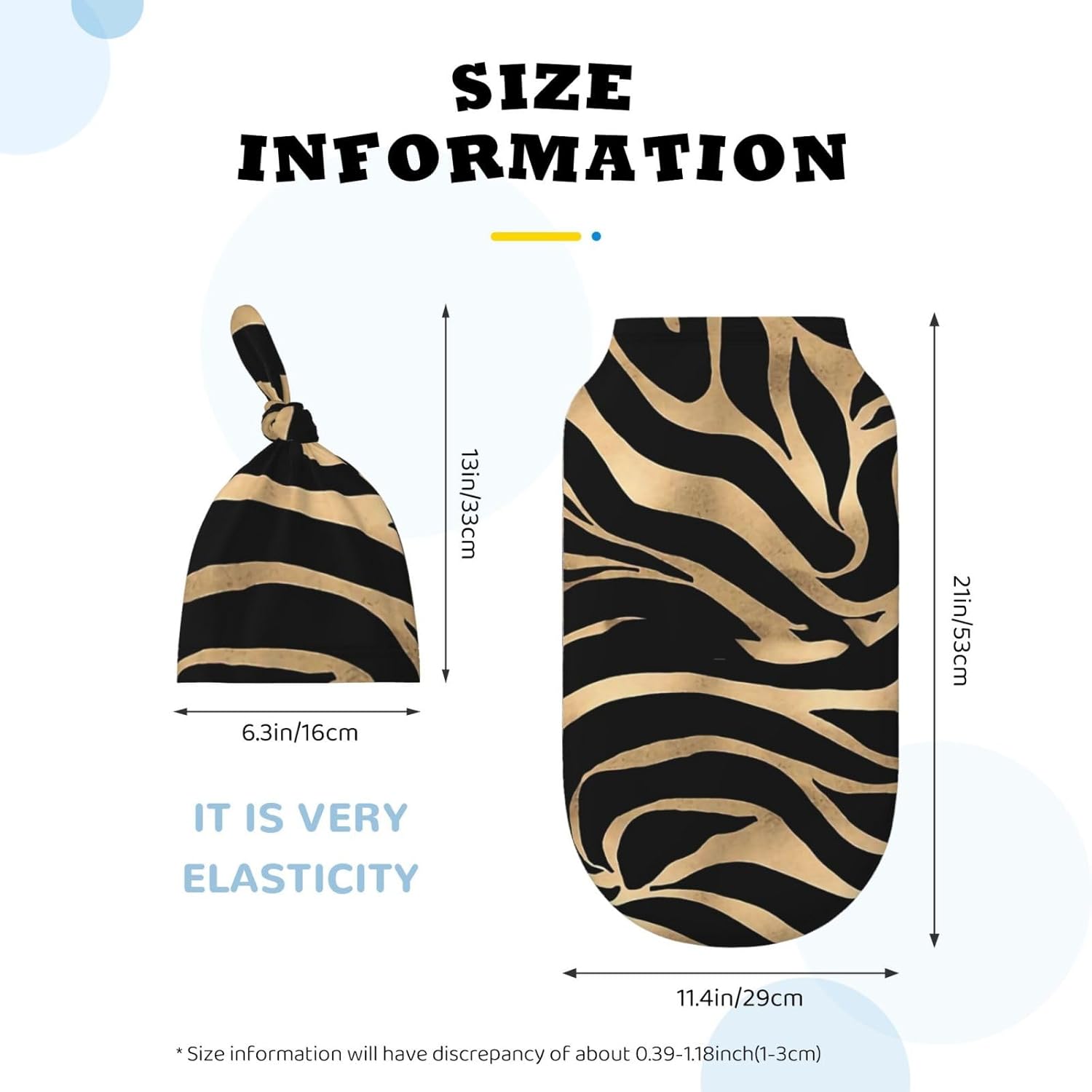 Soft Stretchy Gold Zebra Print Swaddle Blanket Set