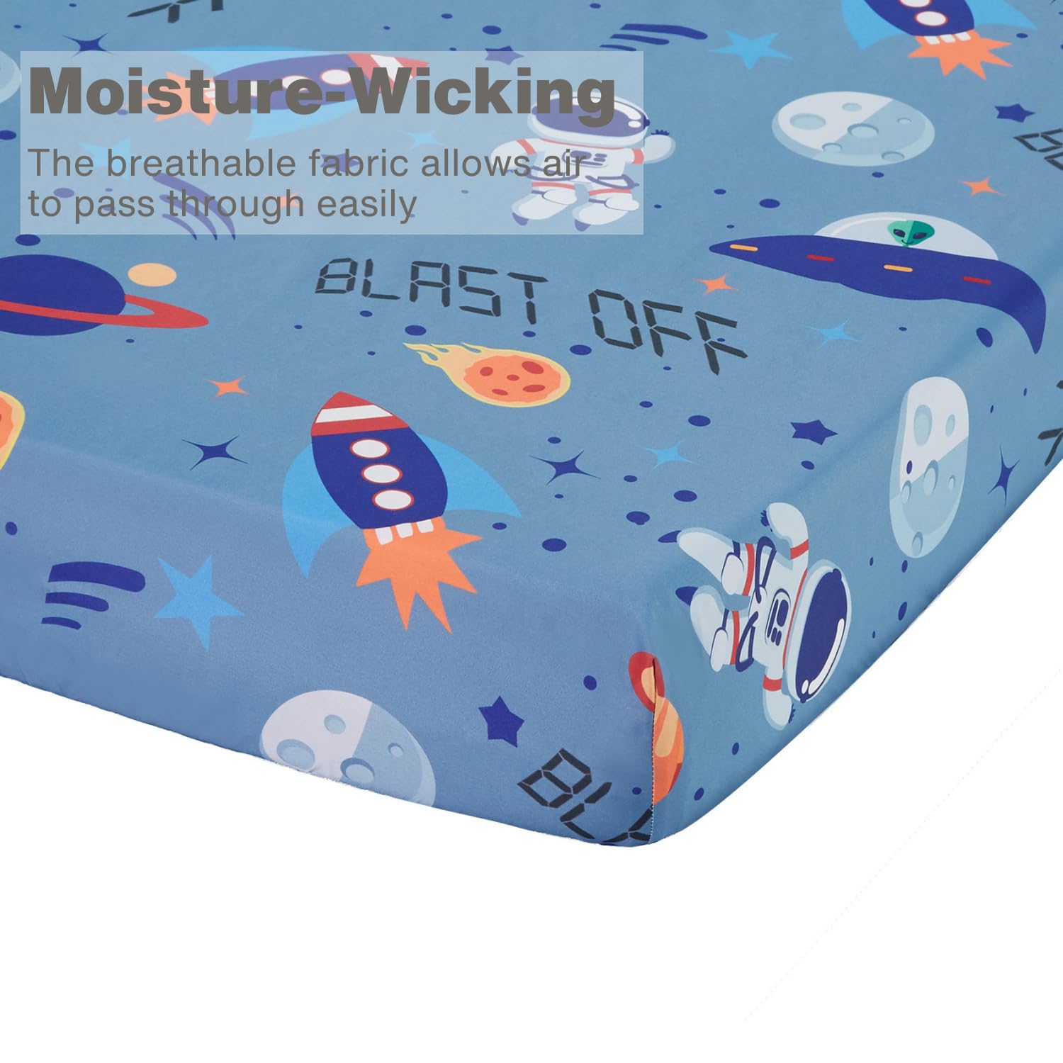 EVERYDAY KIDS Baby Boy Fitted Crib Sheet Outerspace Adventures