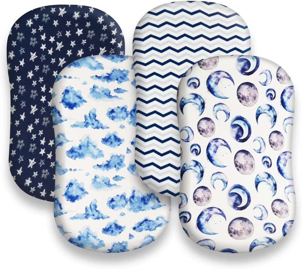 4 Pack Breathable Bassinet Sheets for Baby Boys