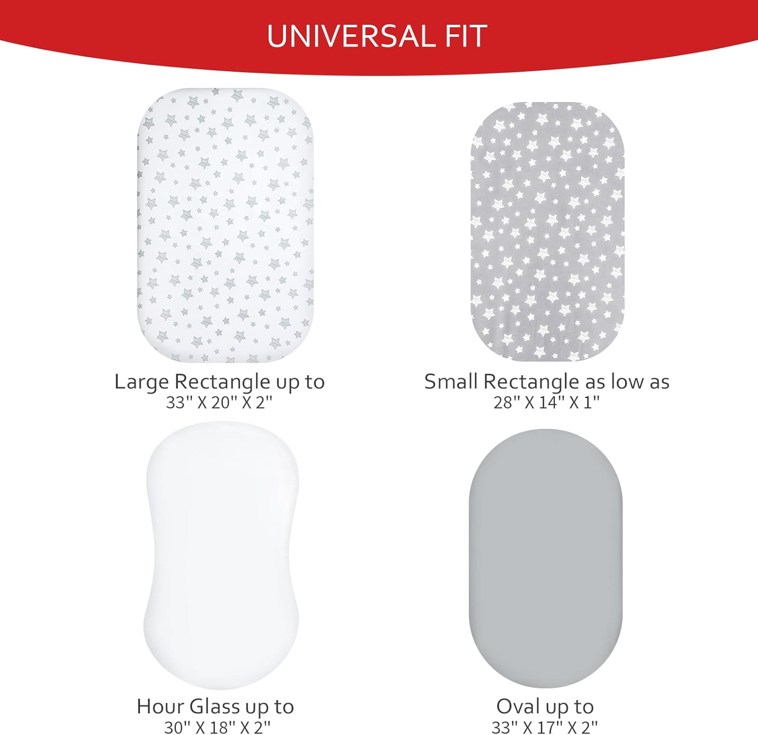 Moonsea Bassinet Sheet Set 4 Pack - Universal Fit Grey
