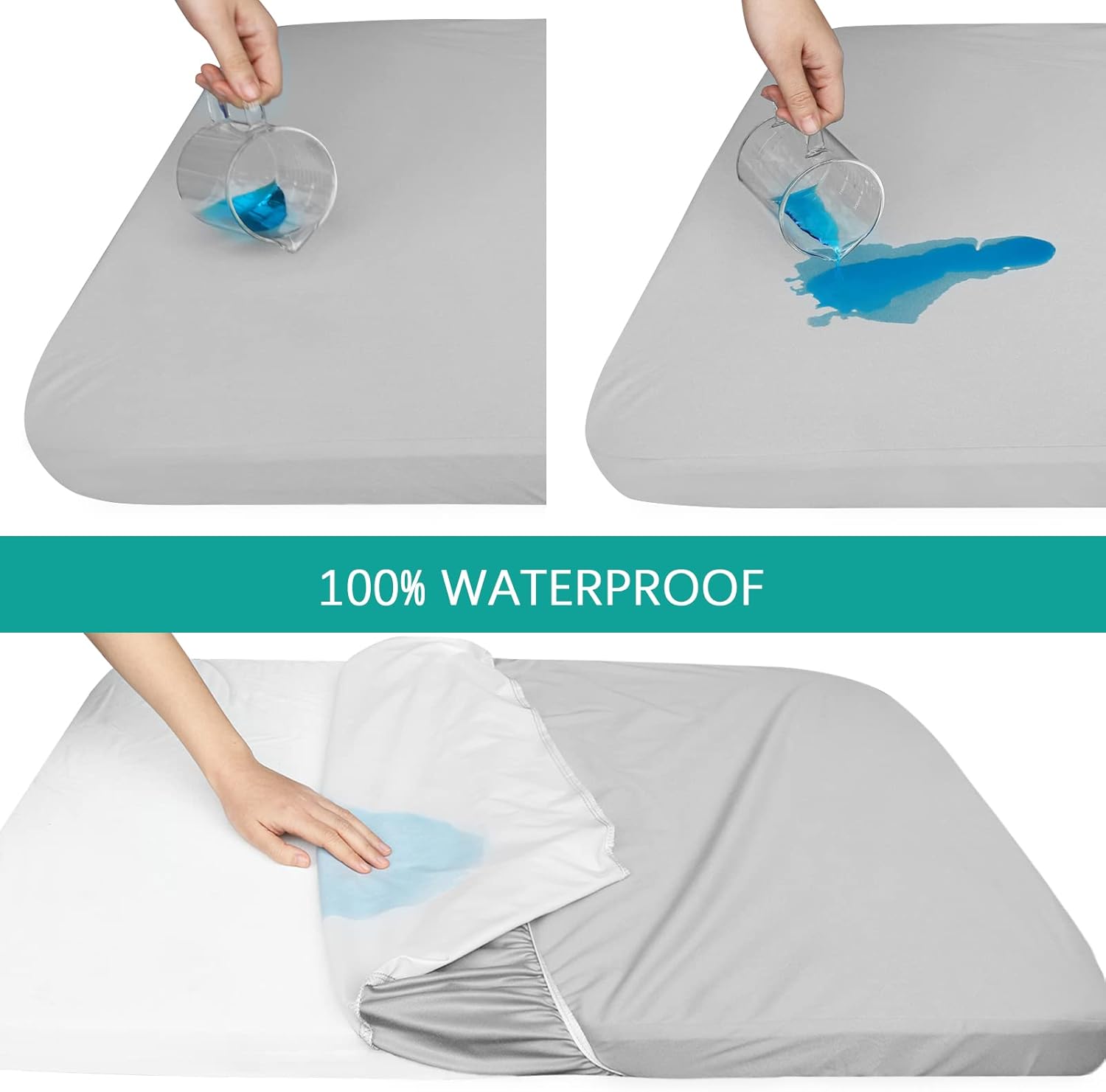 Biloban Waterproof Bassinet Sheets 2 Pack White Grey 1