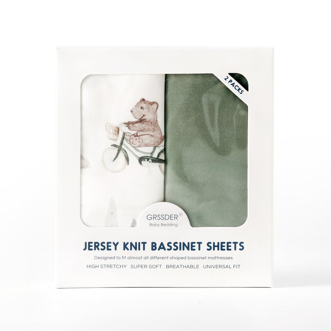 GRSSDER Stretchy Ultra Soft Bassinet Sheet Set 2 Pack