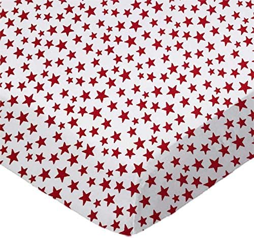 SheetWorld Baby Fitted Cradle Sheet 18x36 Red Stars