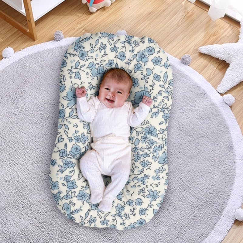 Daulesho Blue Ditsy Floral Crib Sheets for Boys or Girls