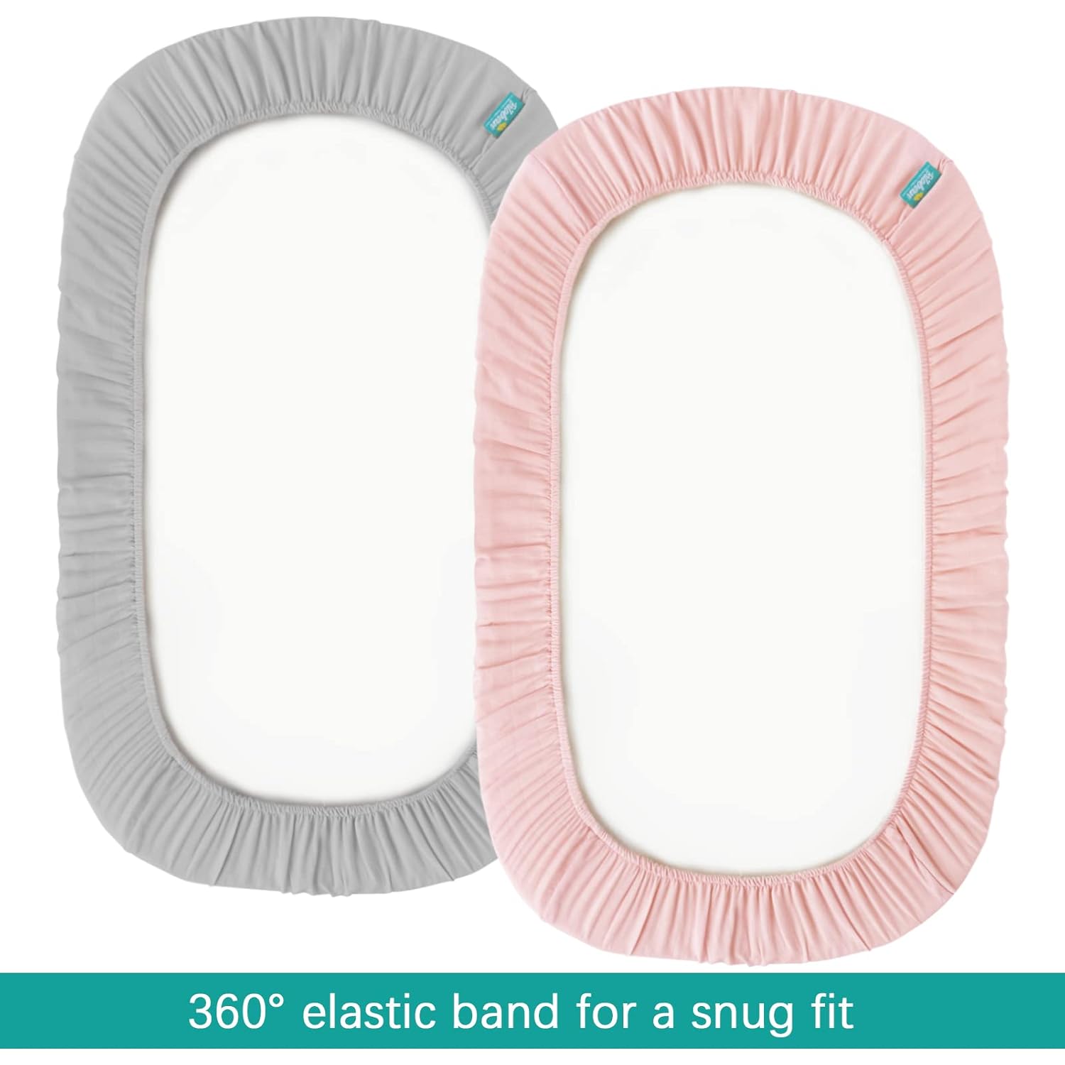 Biloban Muslin Bassinet Sheets 2 Pack Grey Pink 1