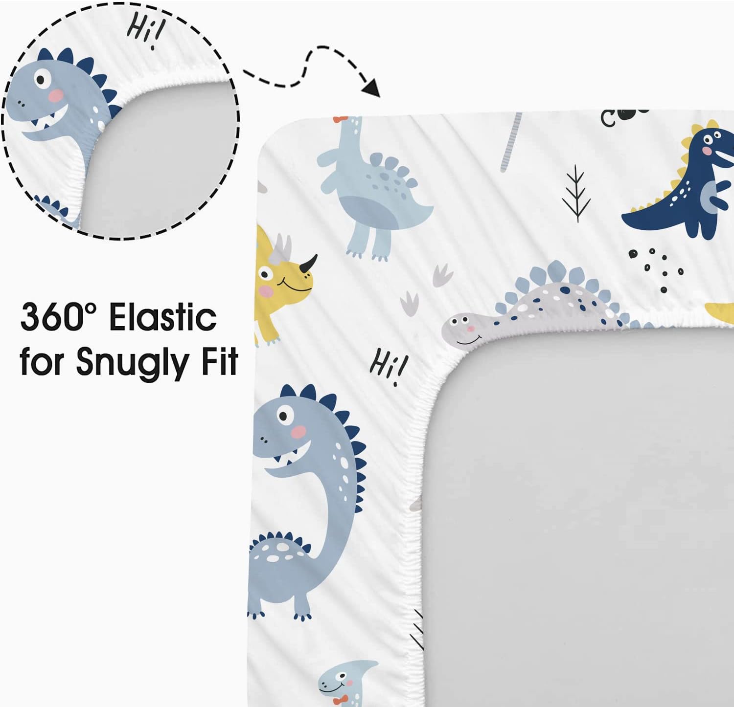 Plushii Dinosaur Bassinet Sheets 3 Pack