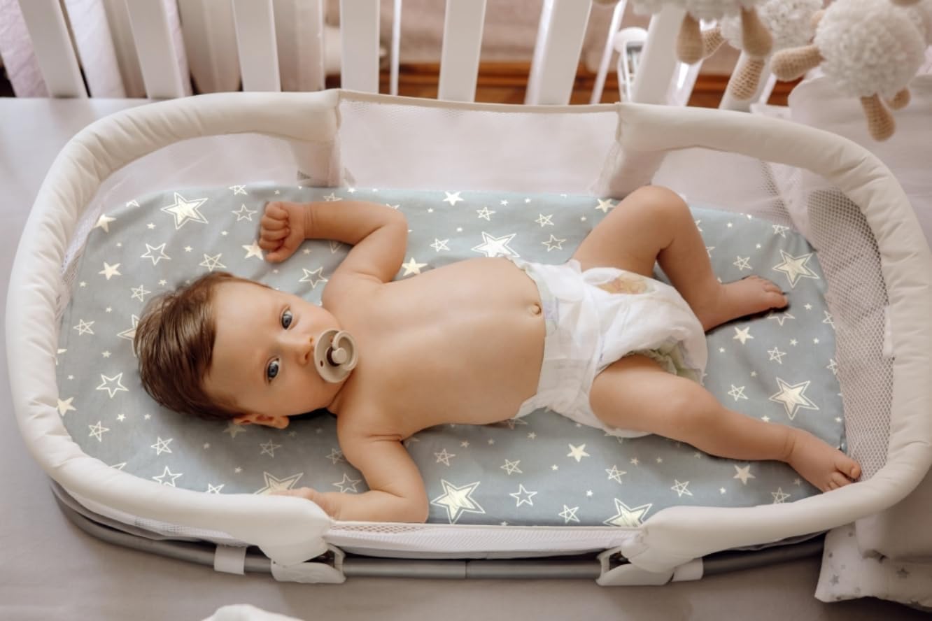 FIGEPO 4 Pack Star and Moon Baby Bassinet Sheets Set 1
