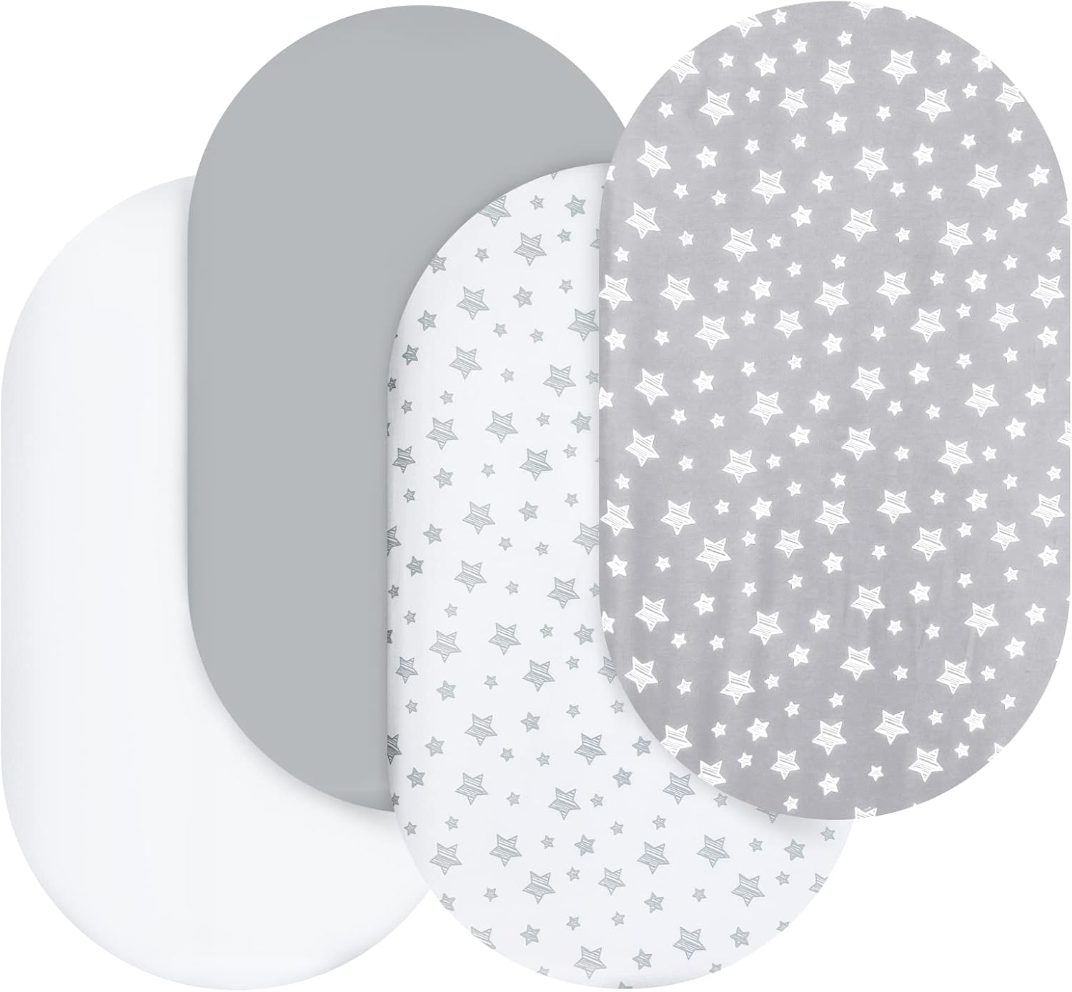 Moonsea Bassinet Sheet Set 4 Pack - Universal Fit Grey