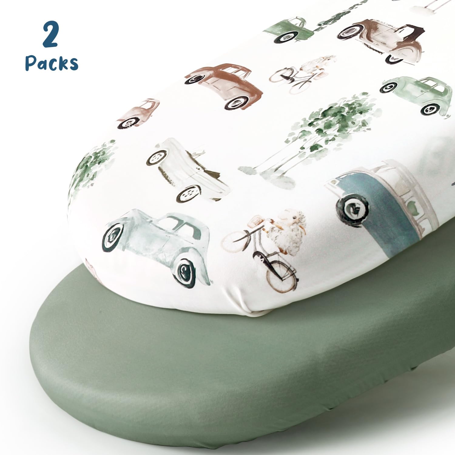 GRSSDER Stretchy Ultra Soft Bassinet Sheet Set 2 Pack