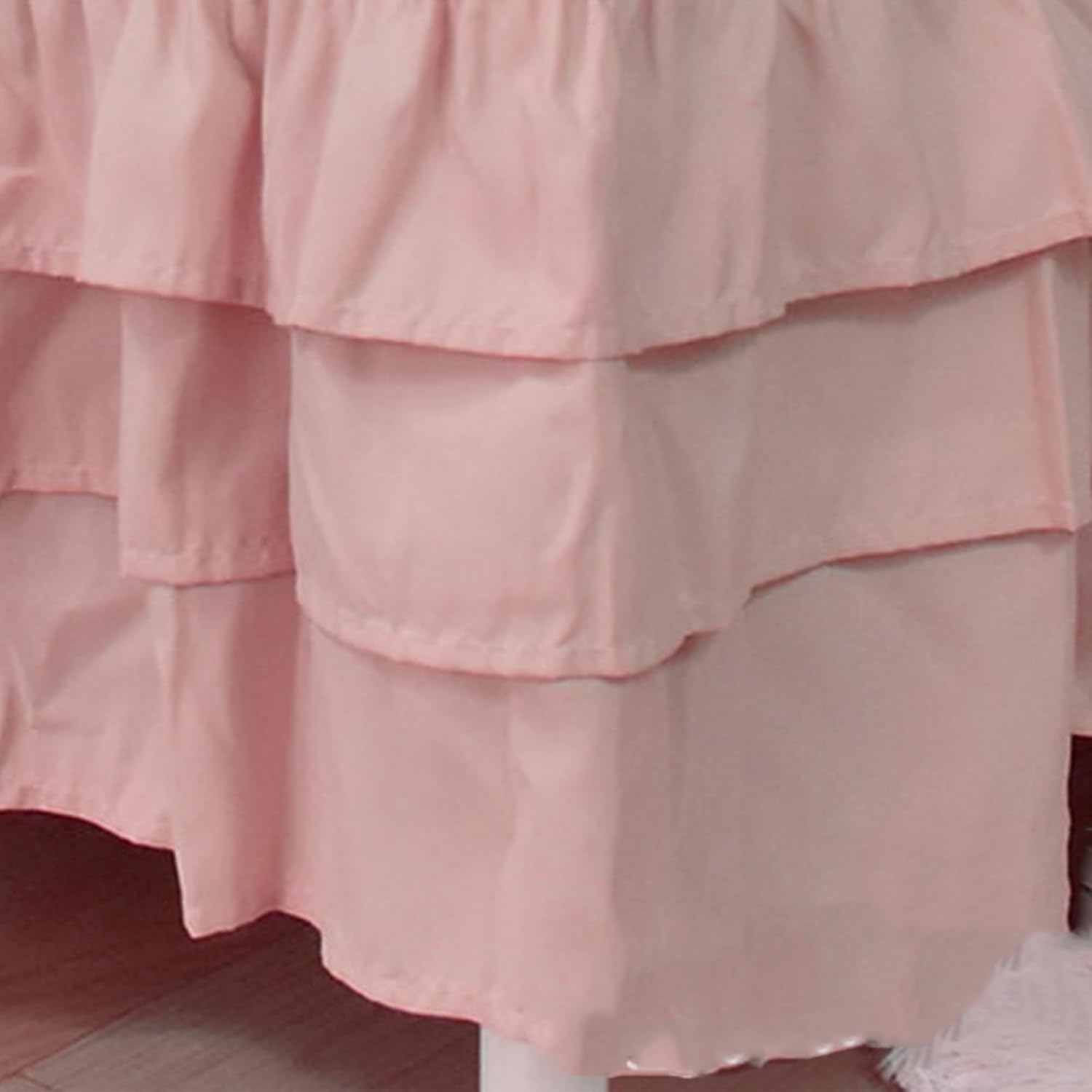 CATPAN Ruffled Crib Skirt 3 Tiered Pink Drop 177