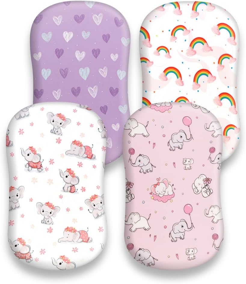 FIGEPO 4 Pack Baby Girl Bassinet Sheets Set
