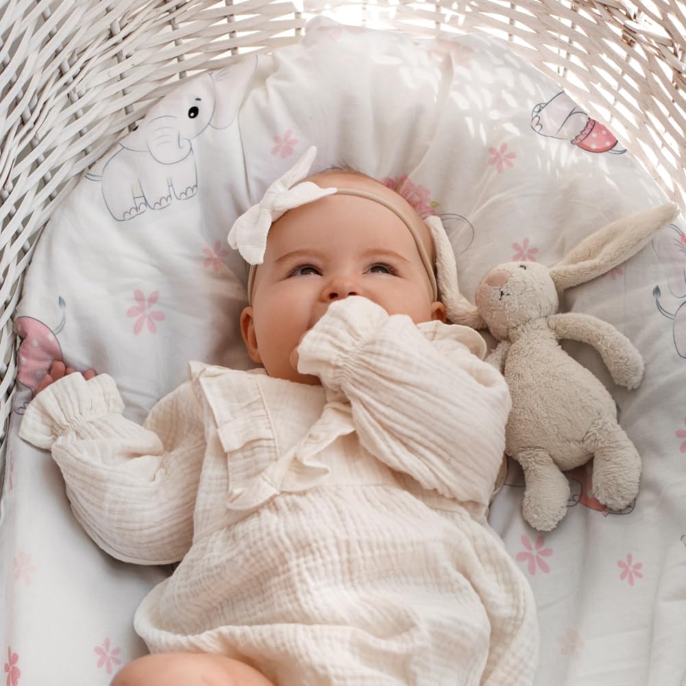 FIGEPO 4 Pack Baby Girl Bassinet Sheets Set
