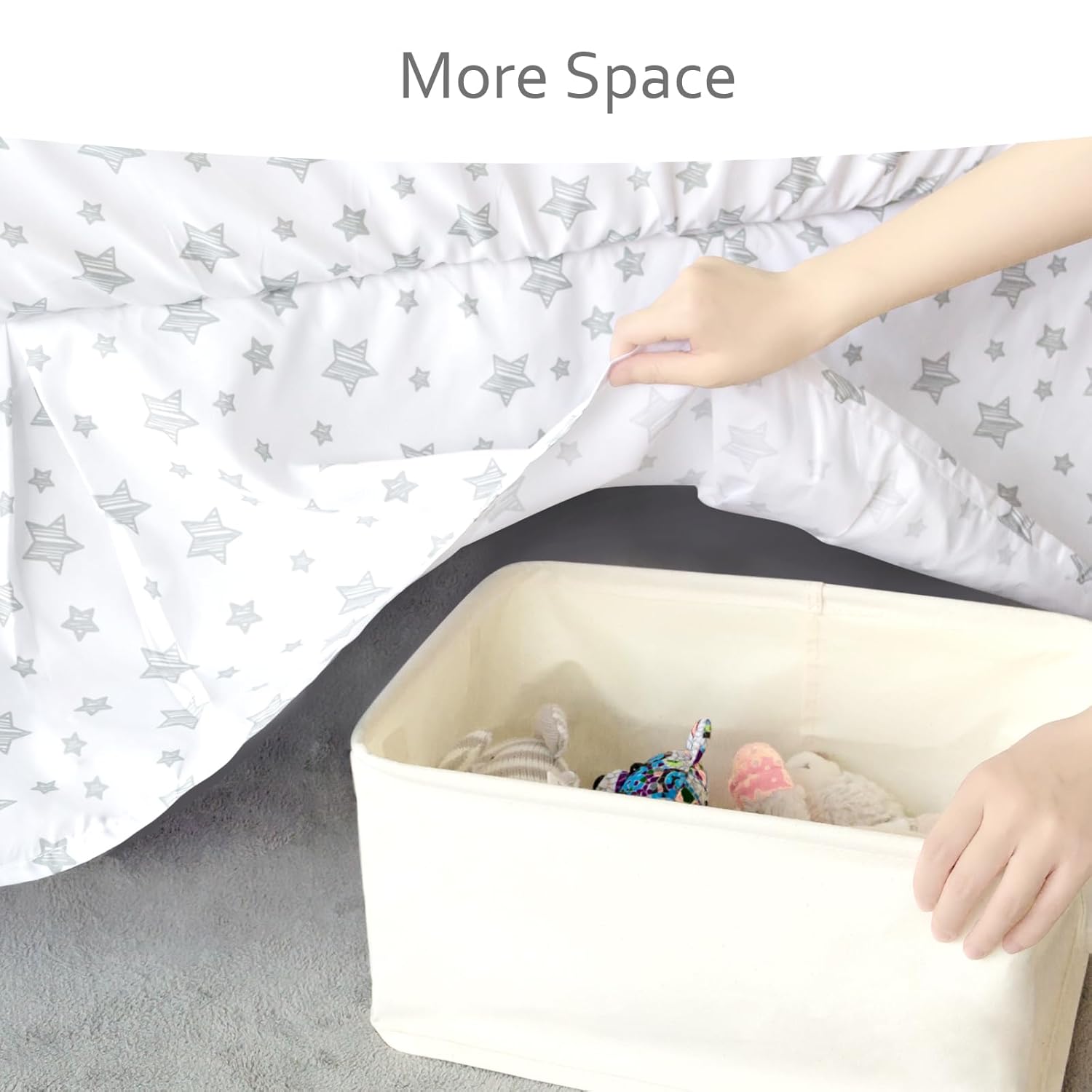 Moonsea Crib Skirt with Grey Star 14 Drop Machine Washable
