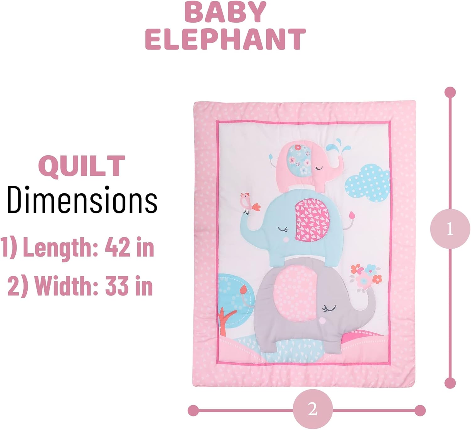 Baby Bees 4-Piece Baby Elephant Crib Bedding Set