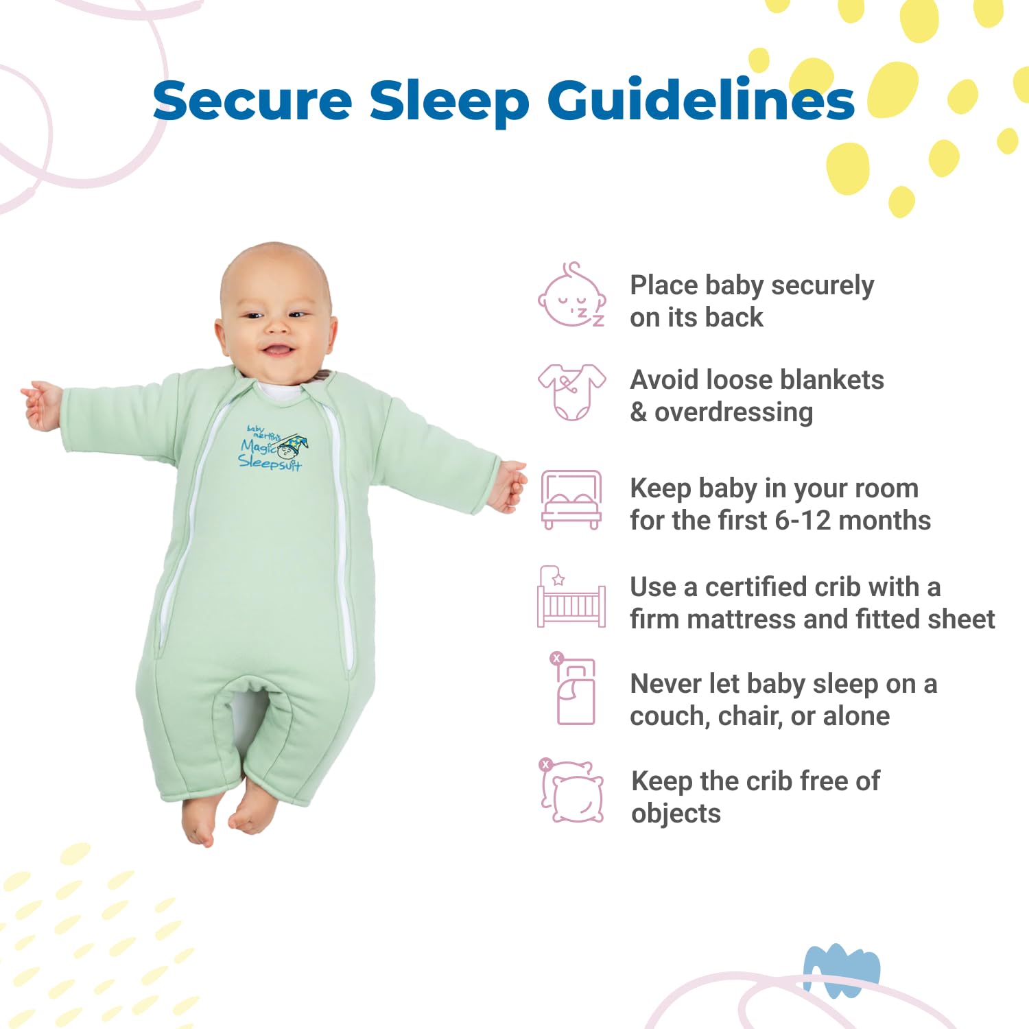 Magic Sleepsuit Baby Merlins Cotton Swaddle Transition Suit - Soft Cozy Easy Diaper Changes