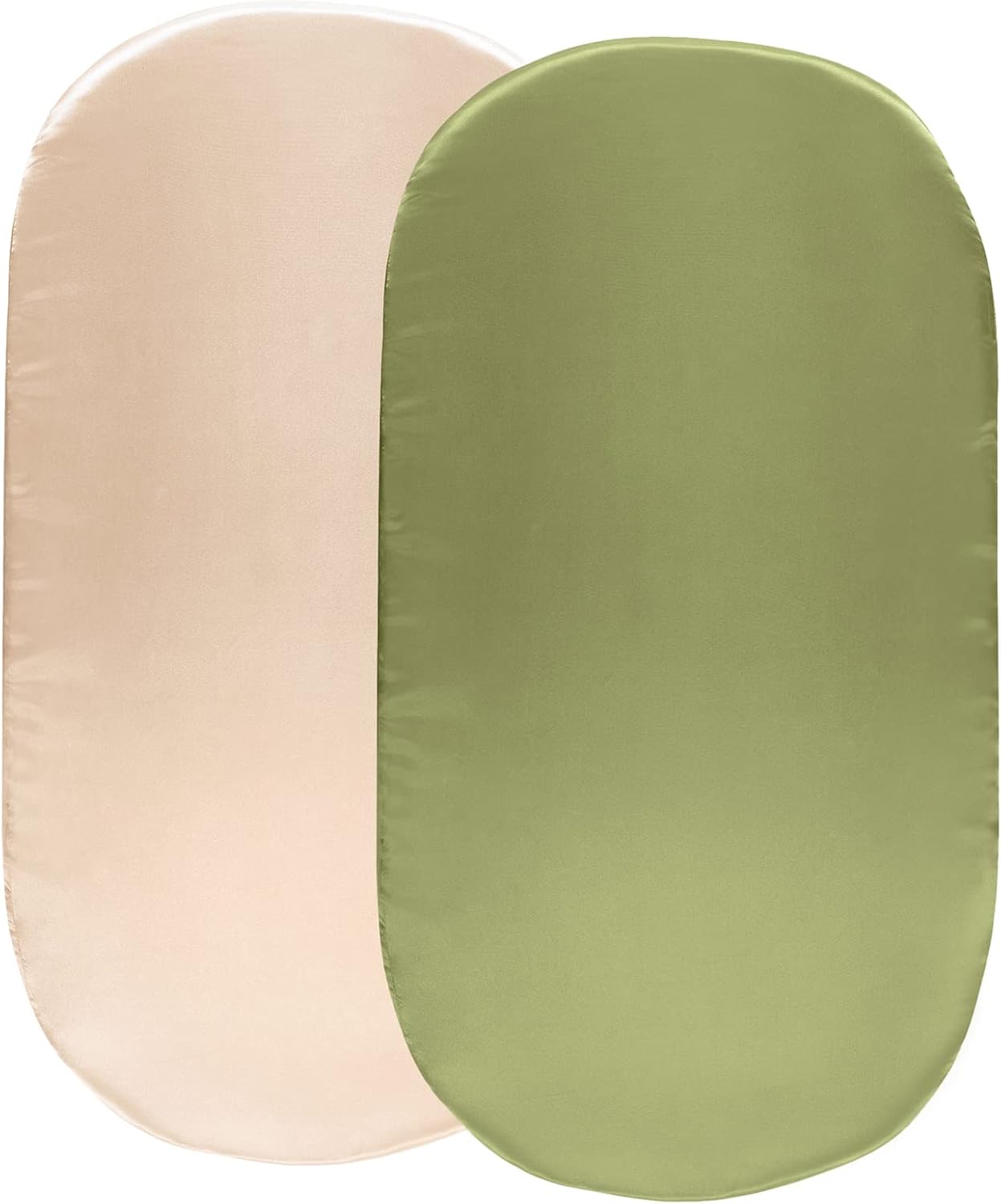 Satin Bassinet Sheet Set 2 Pcs - Beige Sage Green