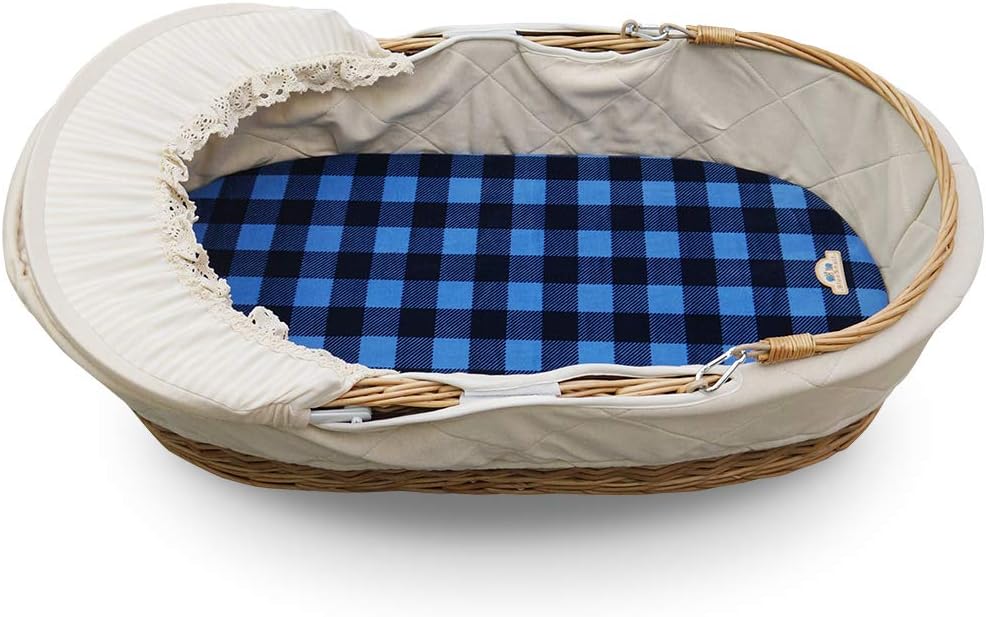 BlueSnail Bassinet Fitted Sheet 2pk Navy Buffola Plaid