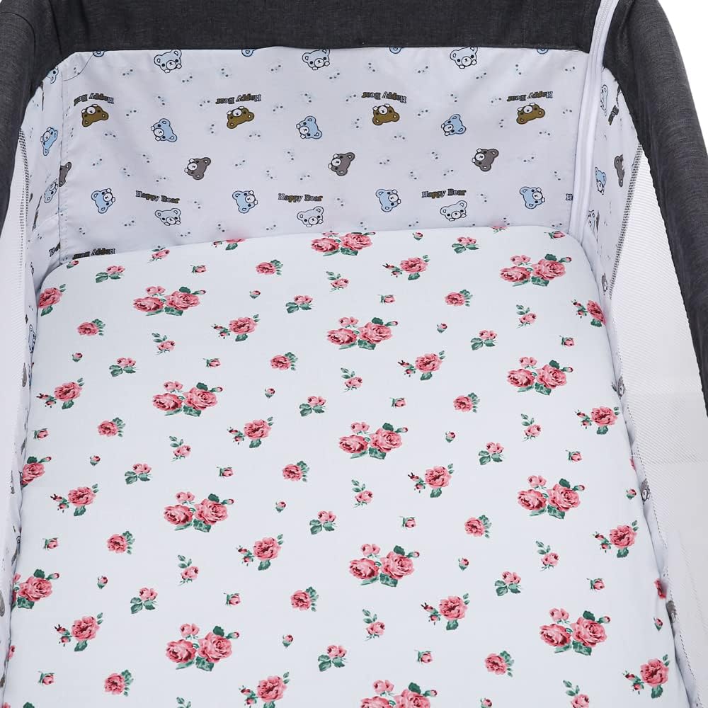 Tontukatu Bassinet Sheet Set 4 Pack Floral Pink