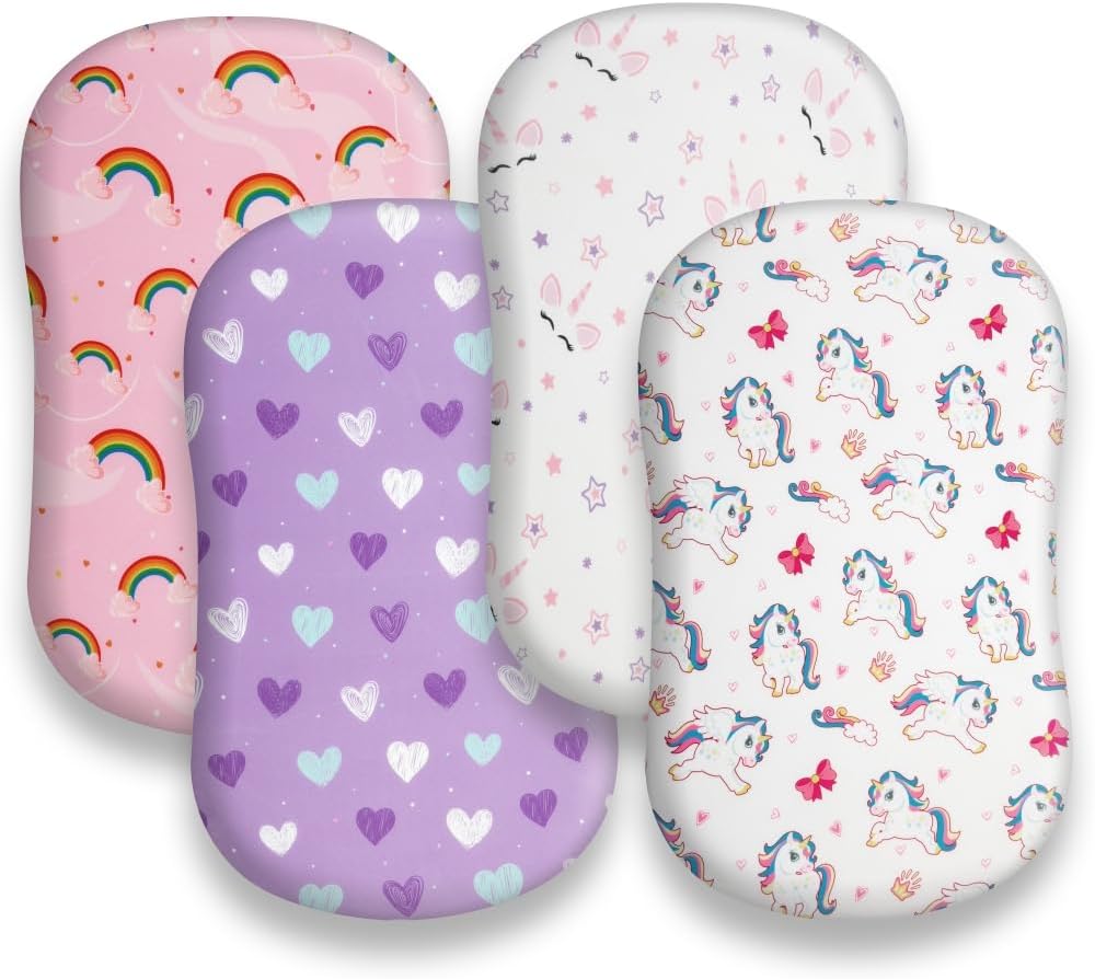 4 Pack Soft Bassinet Sheets Set for Baby Girls