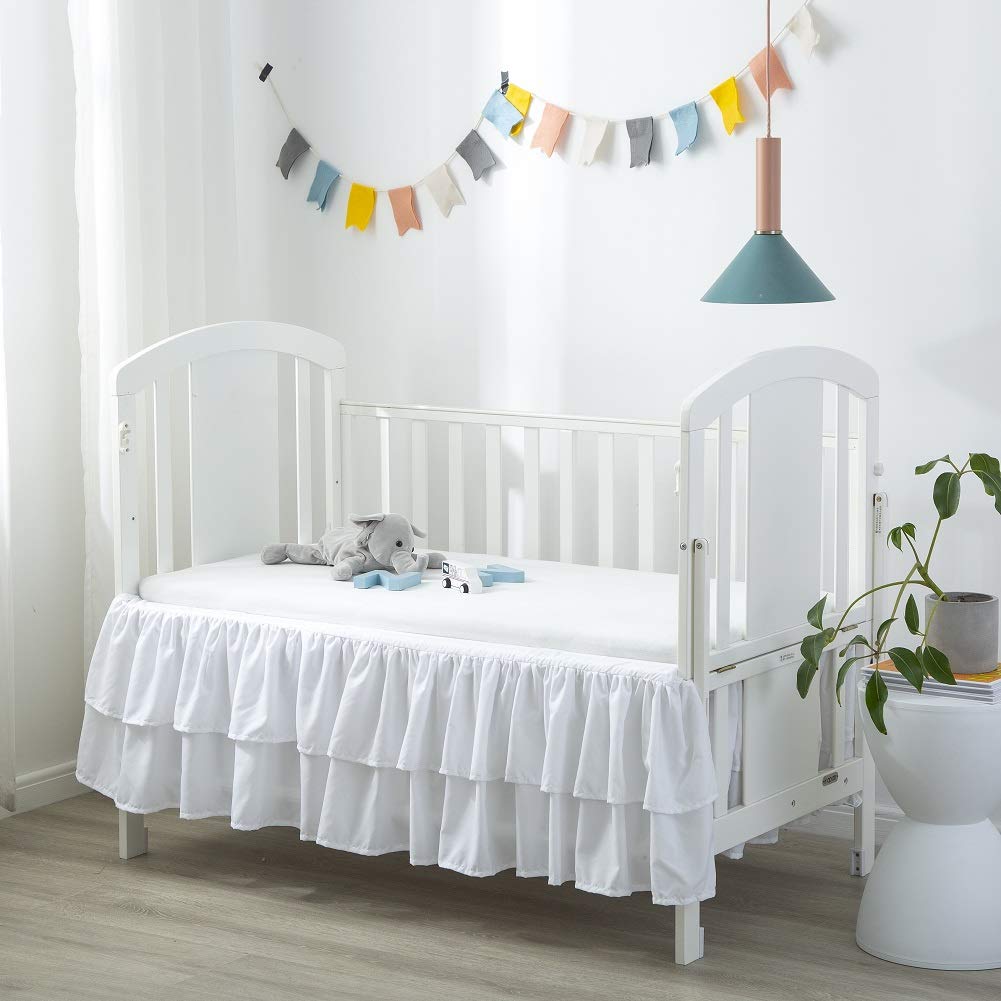 JSD White Ruffled Crib Bed Skirt 14 Deep Drop