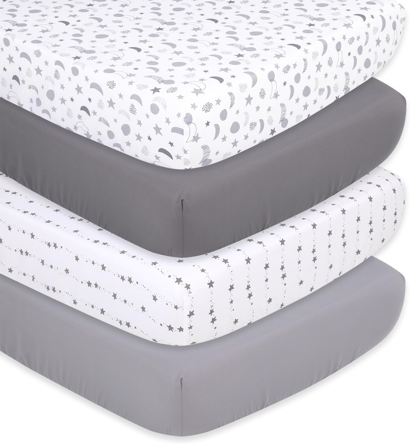 The Peanutshell 4-Pack Crib Sheets - Celestial Moon Stars Design